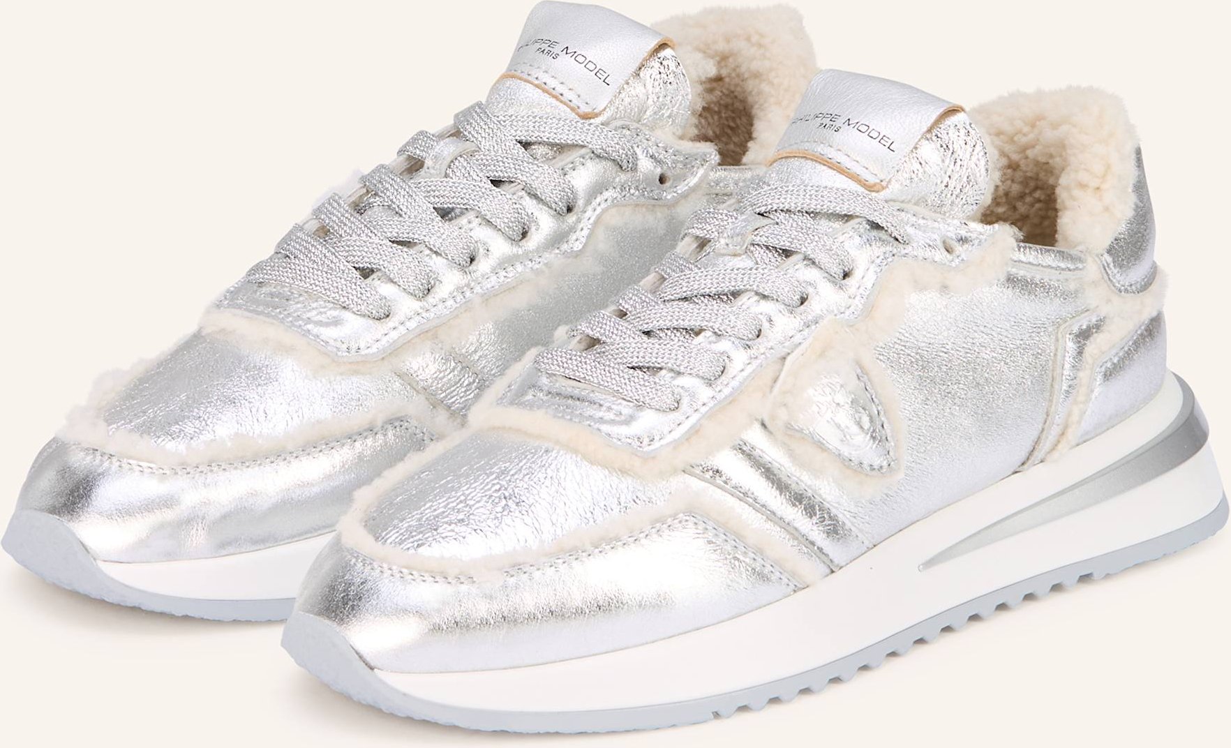 Thumbnail - Philippe Model Sneaker Tropez 2.1 Mit Kunstfell silber