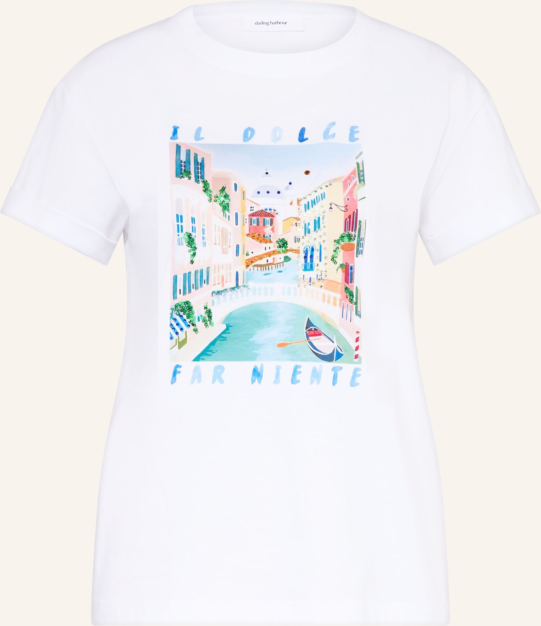 Darling Harbour T-Shirt Mit Schmucksteinen Und Pailletten weiss