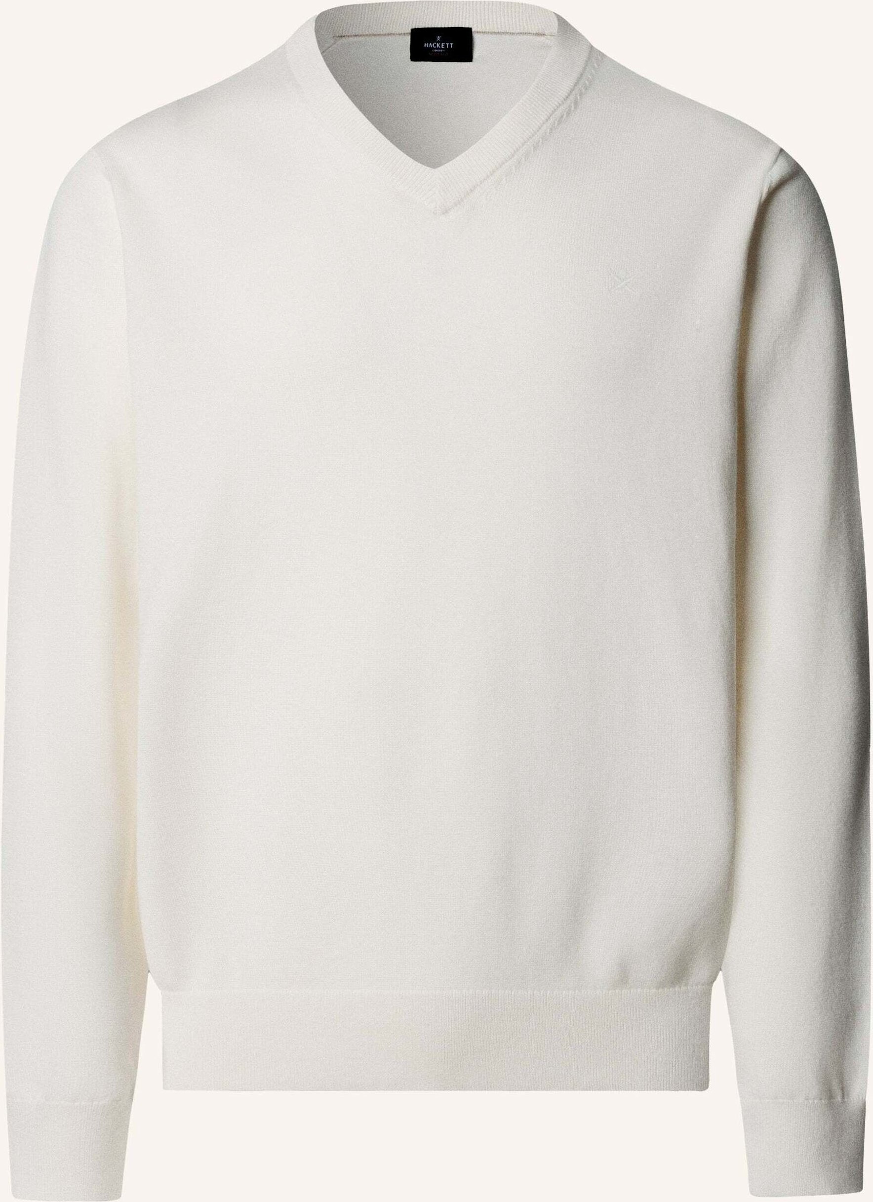 Hackett London Pullover Ess Cotton V Neck weiss