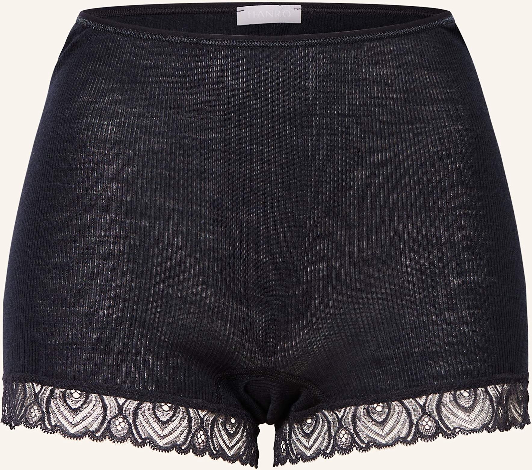 Hanro Panty Woolen Lace Aus Merinowolle Mit Spitze schwarz