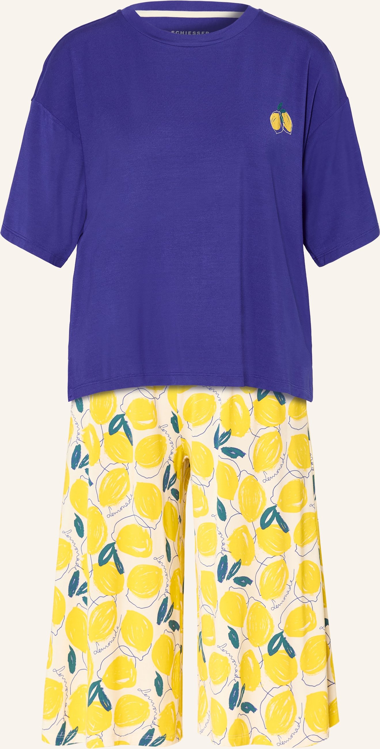 Schiesser 3/4-Schlafanzug Casual Fashion blau