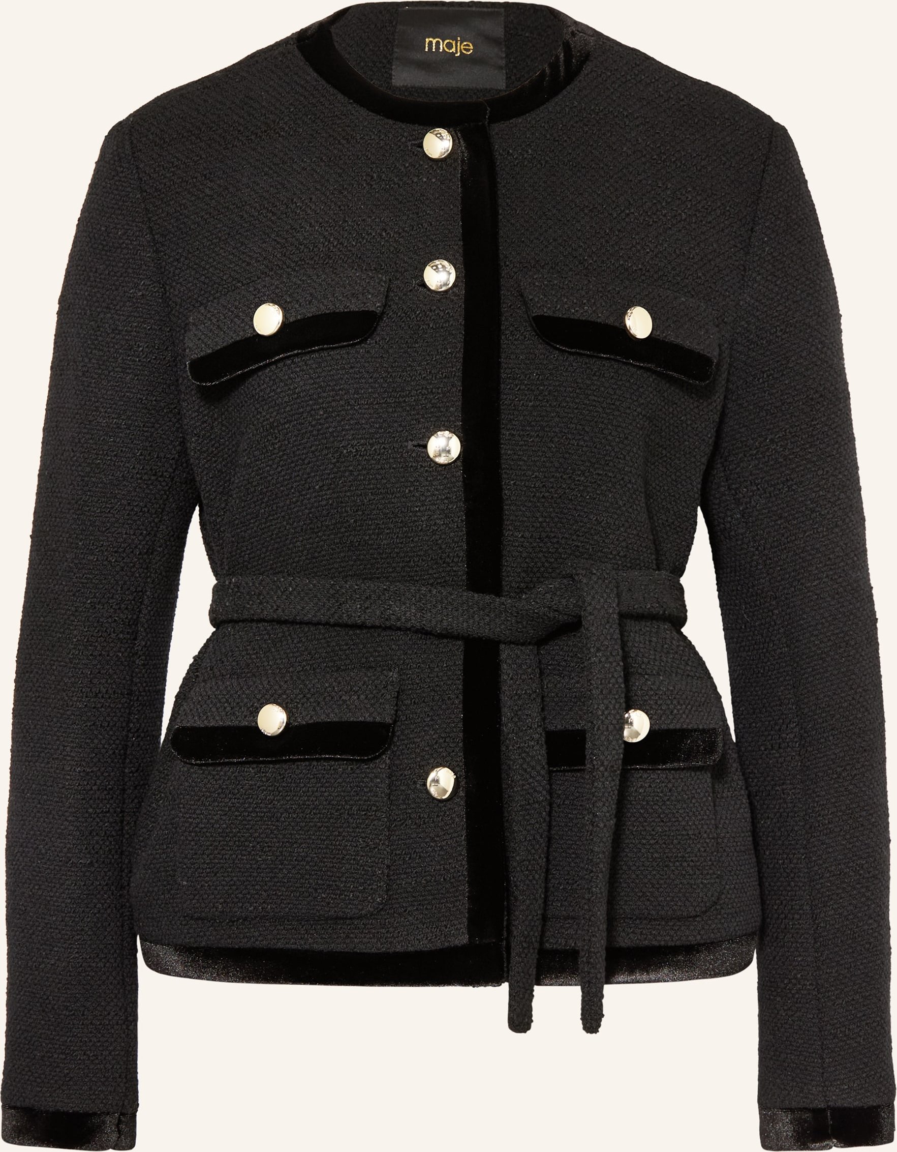 Maje Kastenjacke Aus Tweed schwarz