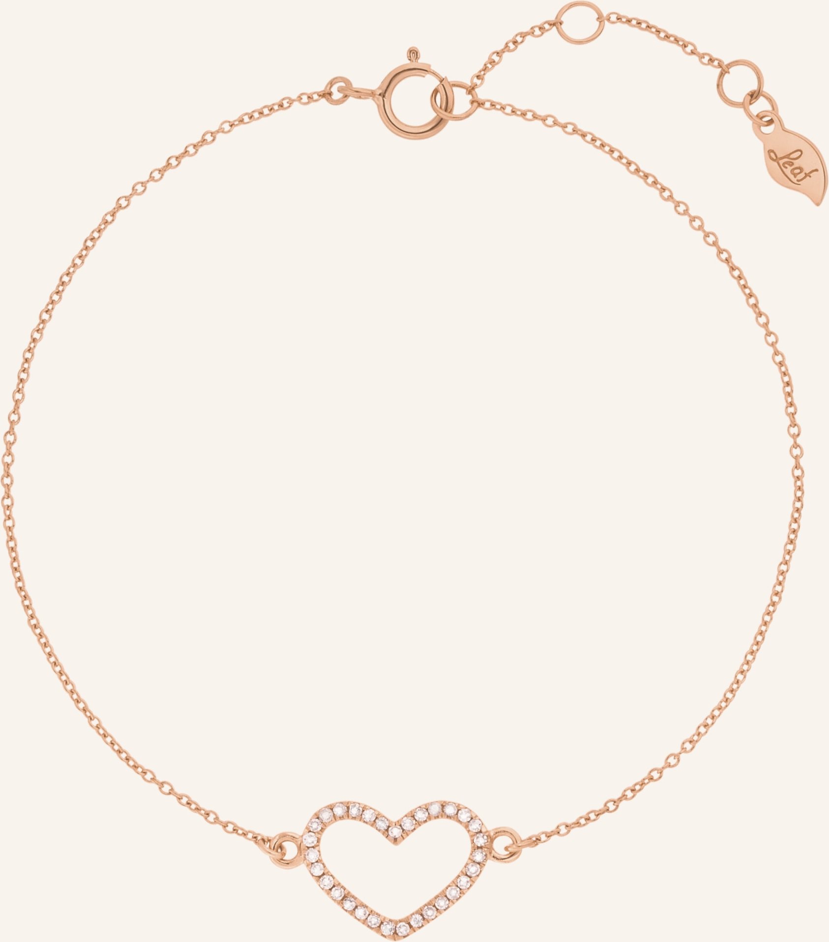 Leaf Armband Heart Aus 18 Karat Roségold Mit Diamanten rosegold