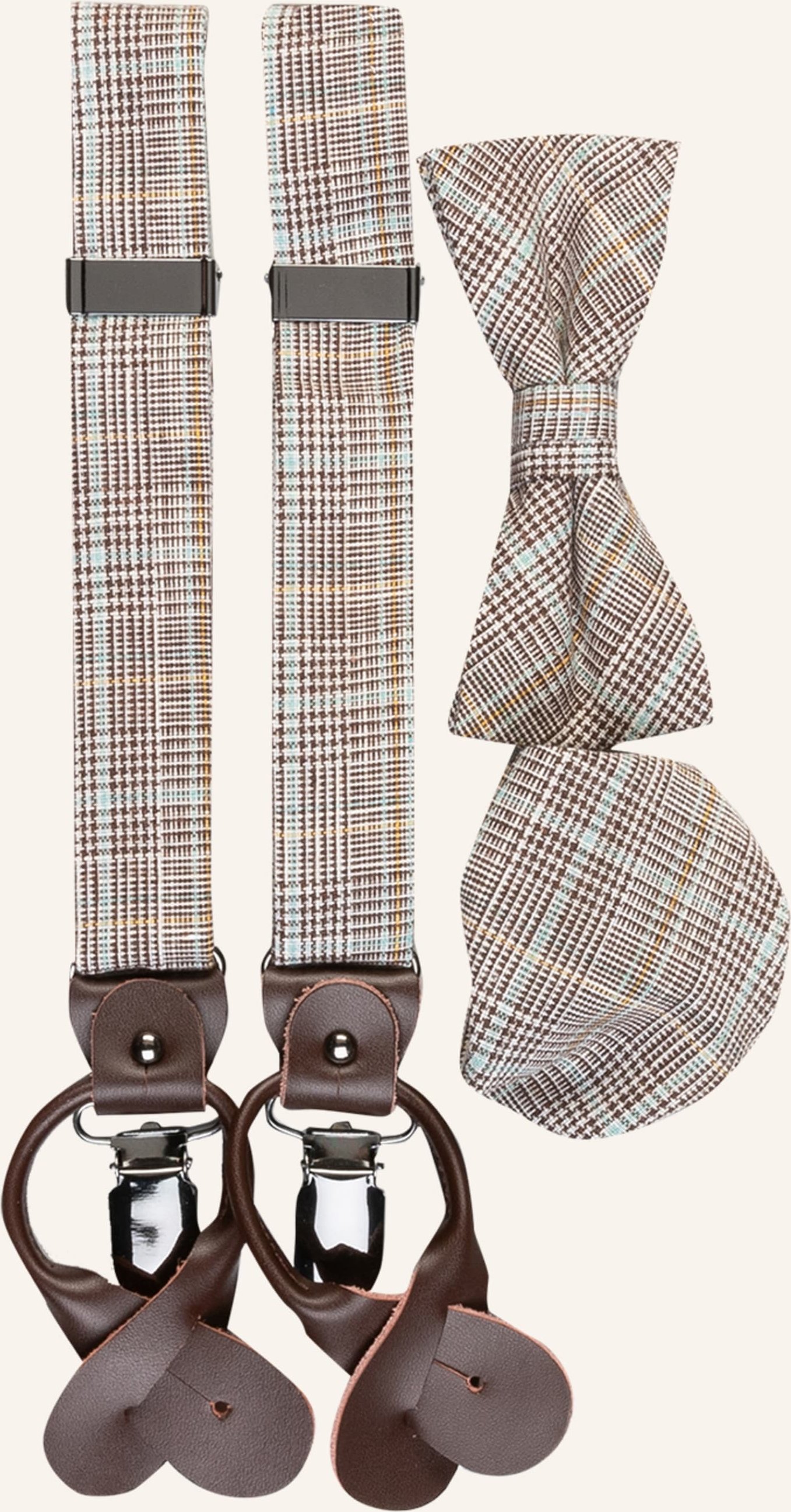 Monti Set Sandro: Hosenträger, Fliege Und Einstecktuch braun