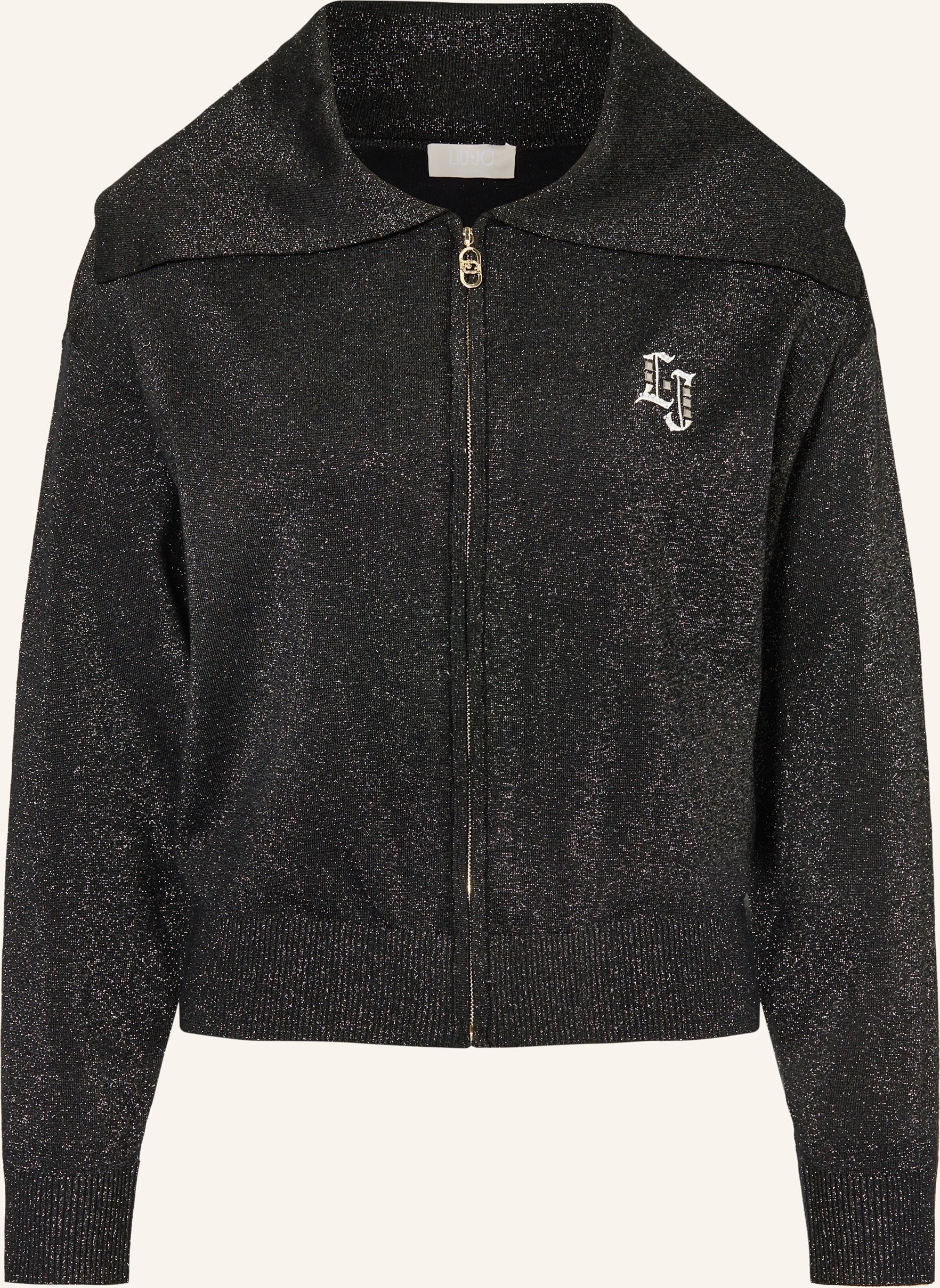 Liu Jo Set: Mesh-Top Und Strickjacke Mit Glitzergarn schwarz