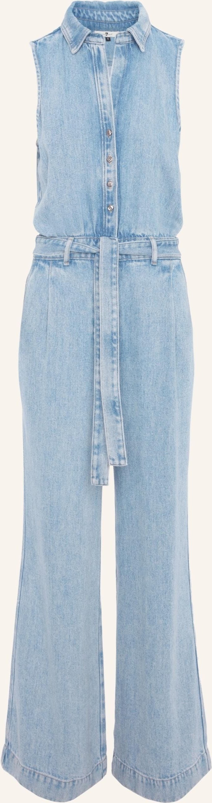 7 For All Mankind Pleated Sleeveless Jumpsuit blau