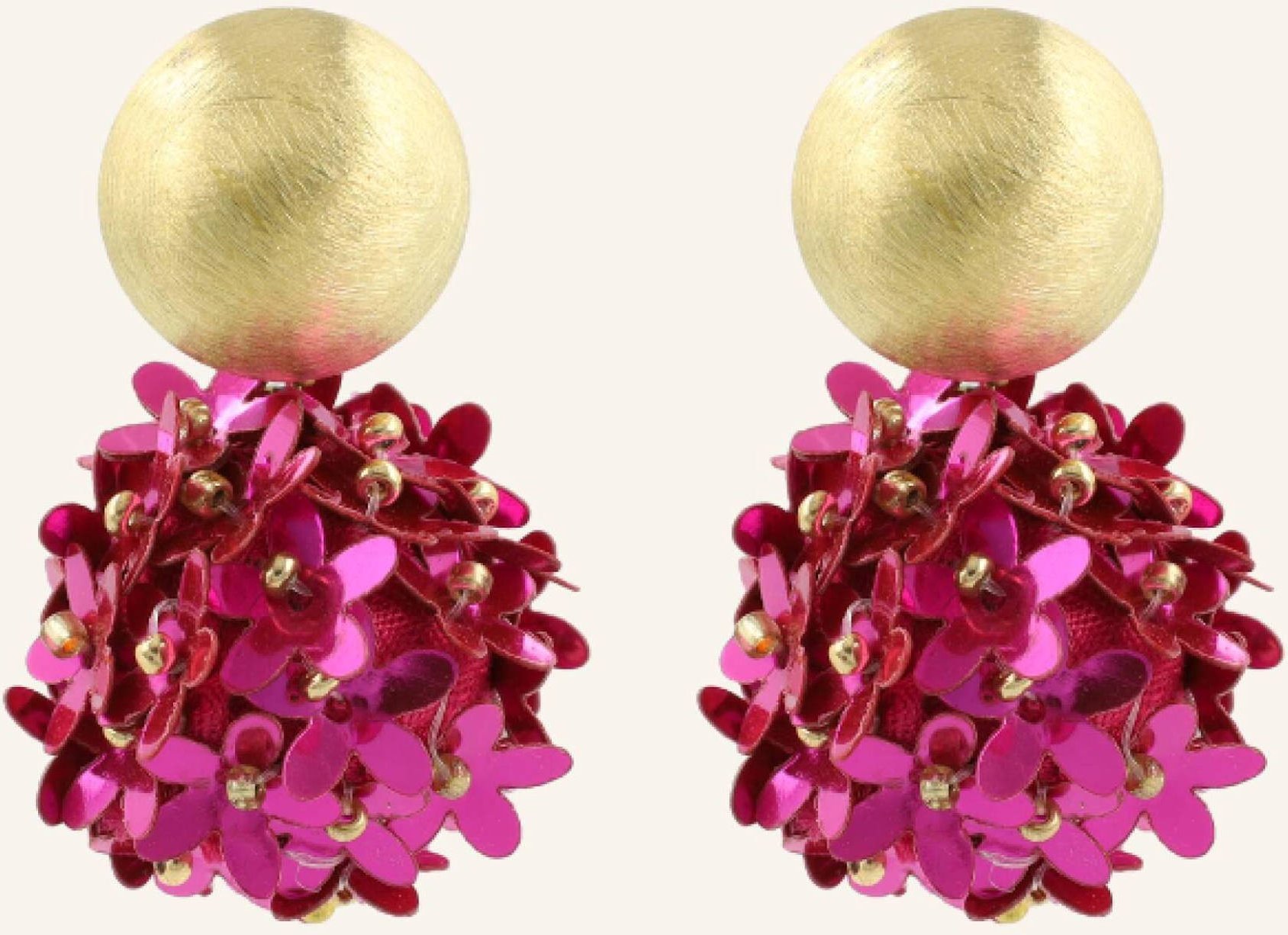 Lott.Gioielli Ohrhänger Daisy Sequin Flower Globe M Fuschia Pink By Glambou gold