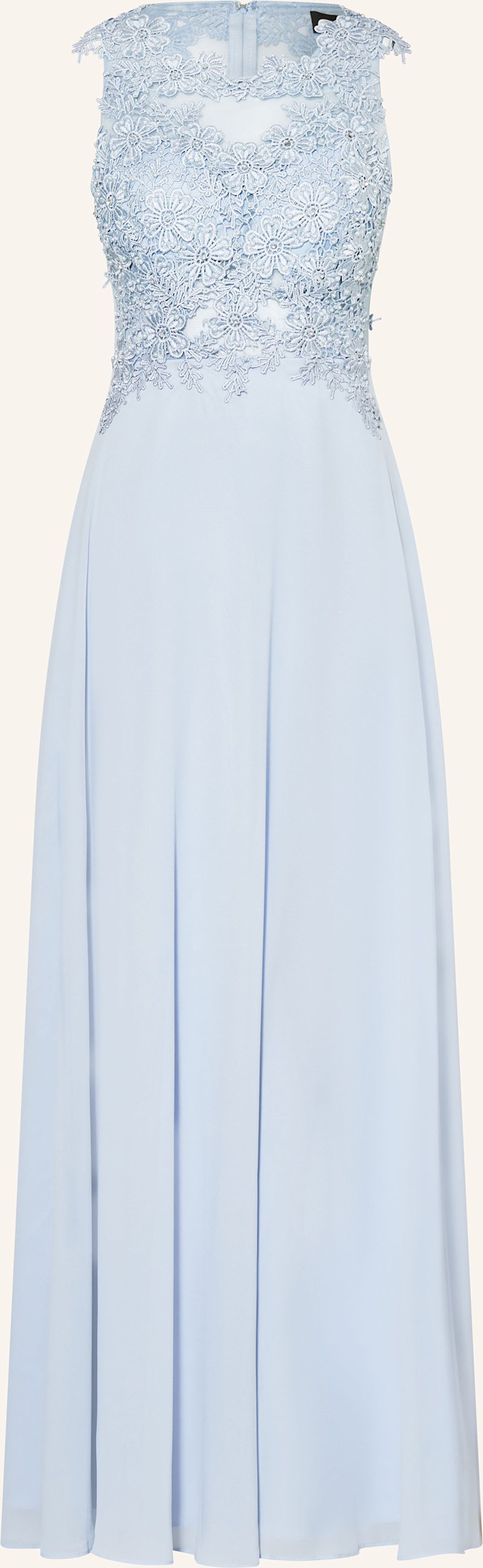 Apart Abendkleid Mit Spitze Und Schmucksteinen blau