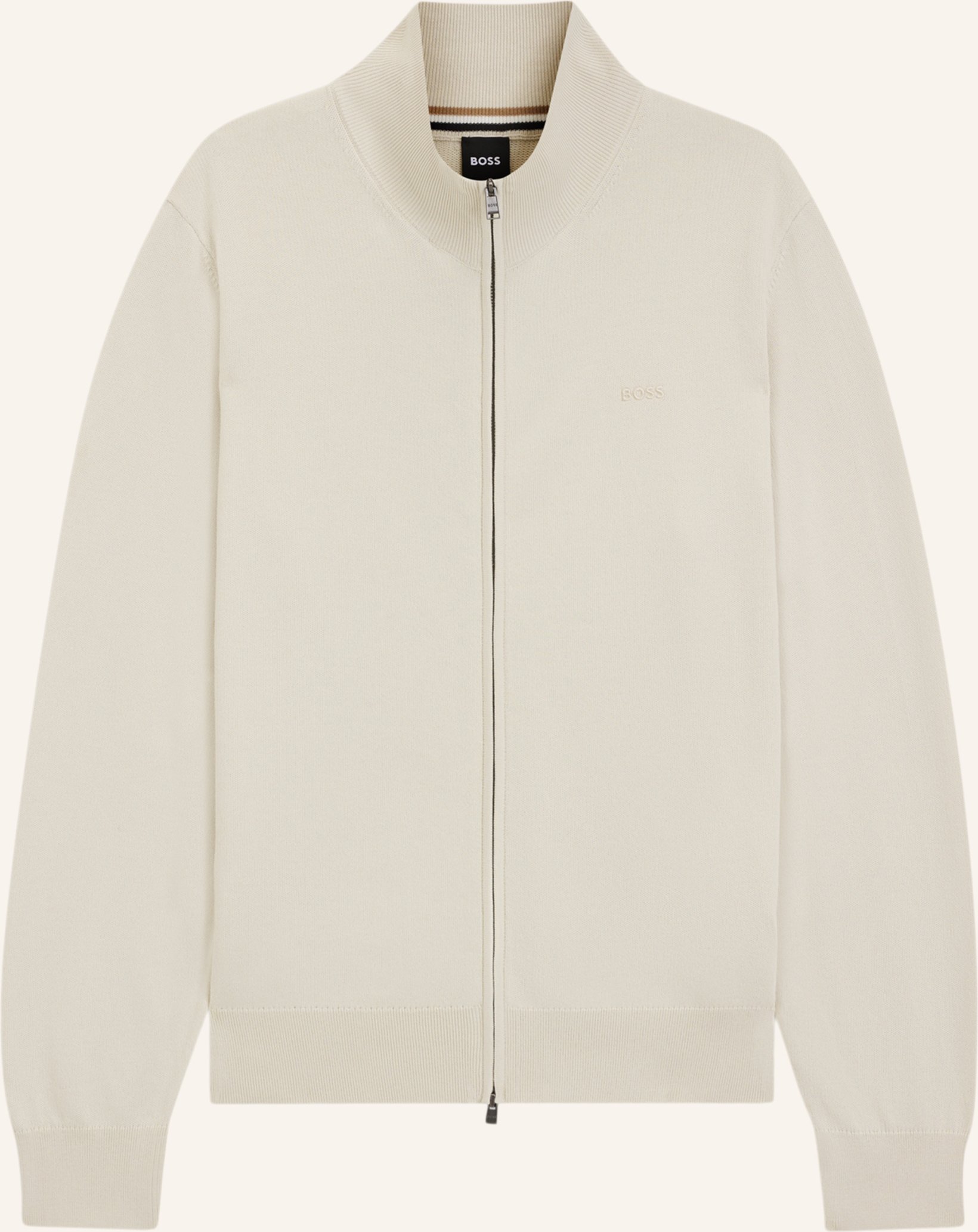 Boss Strickjacke Upalano-L Regular Fit weiss