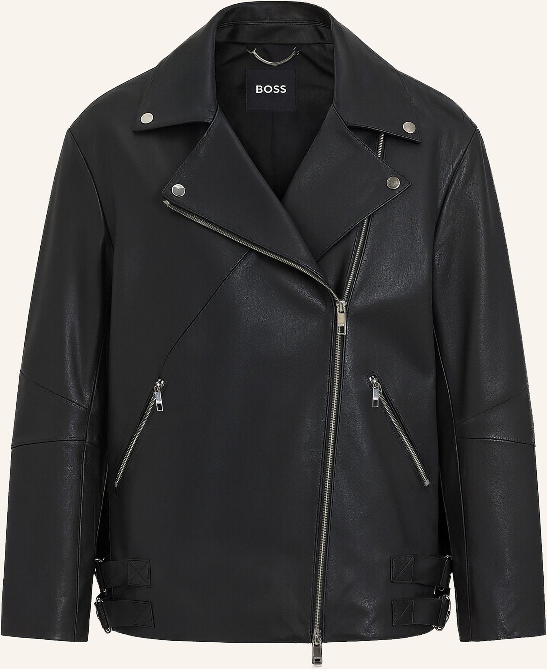 Boss Lederjacke Sarica Relaxed Fit schwarz