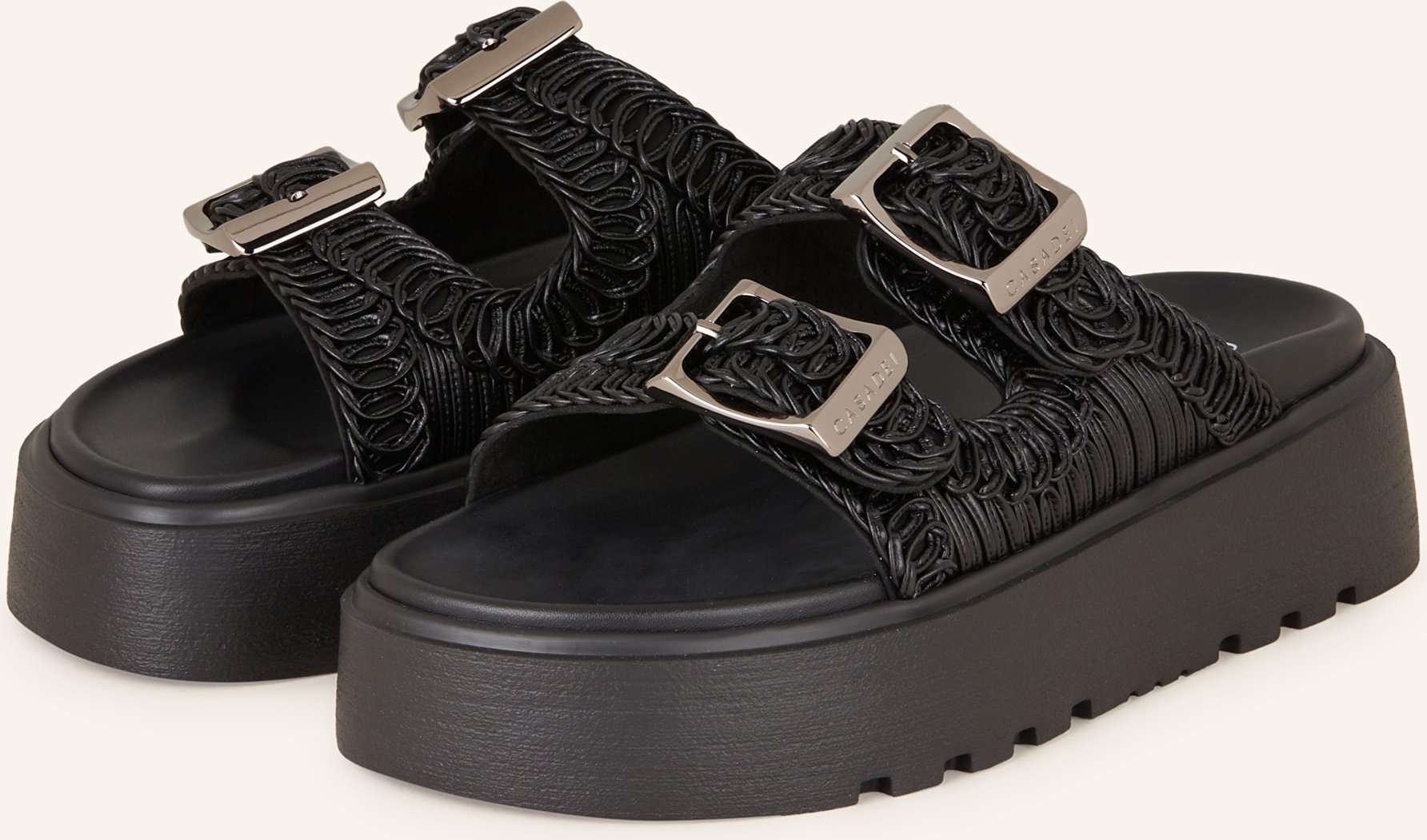 Casadei Plateau-Pantoletten Birky Ale schwarz