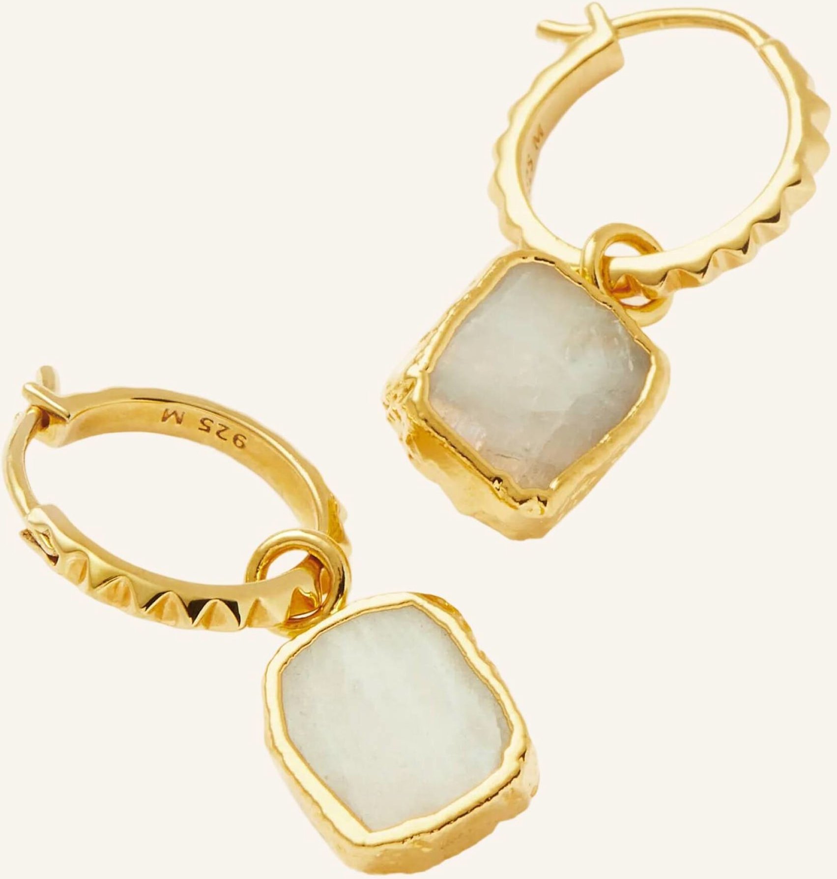 Missoma Creolen Pyramid Rainbow Moonstone Mini Drop Hoops By Glambou gold