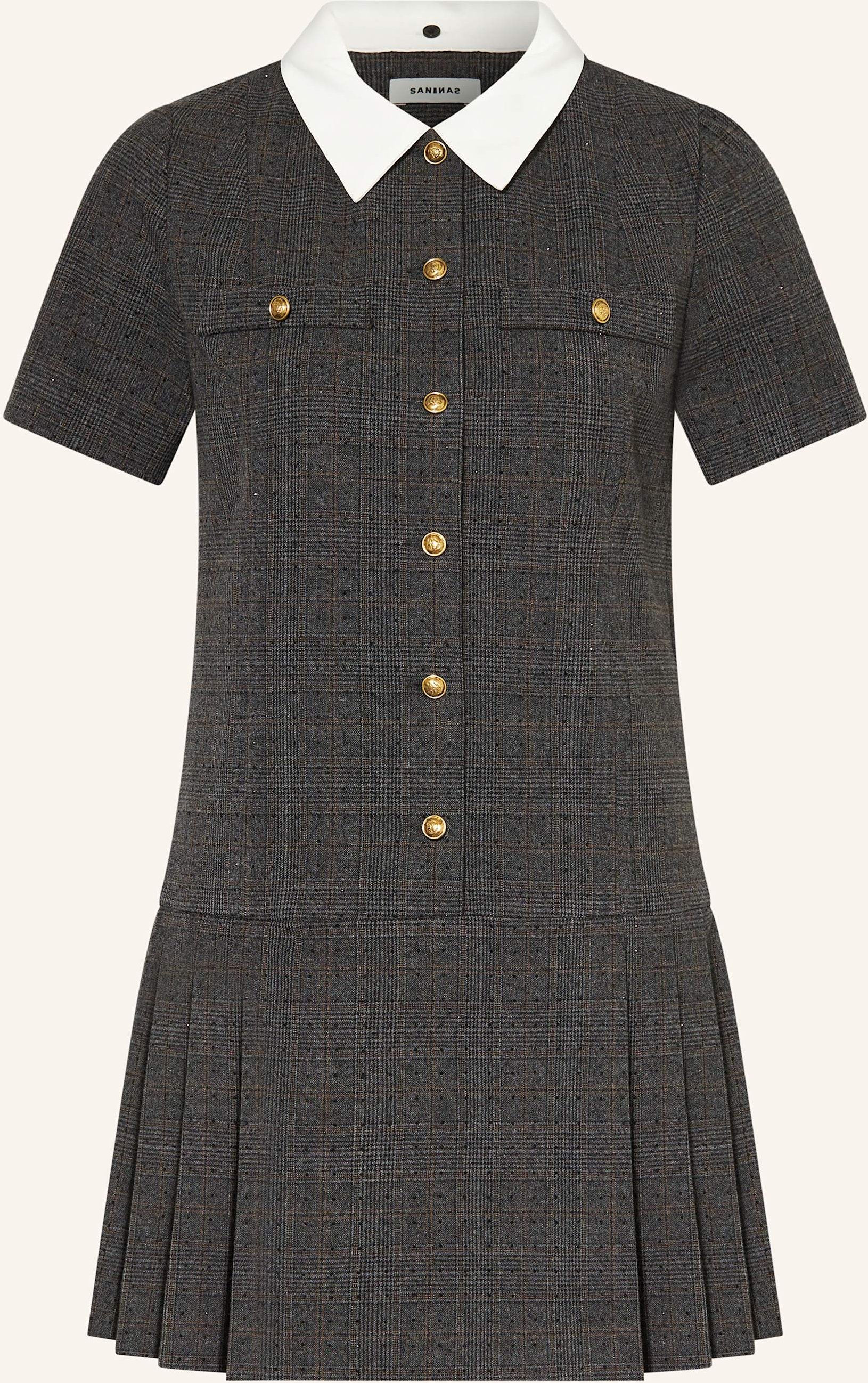 Sandro Hemdblusenkleid Mit Schmucksteinen grau