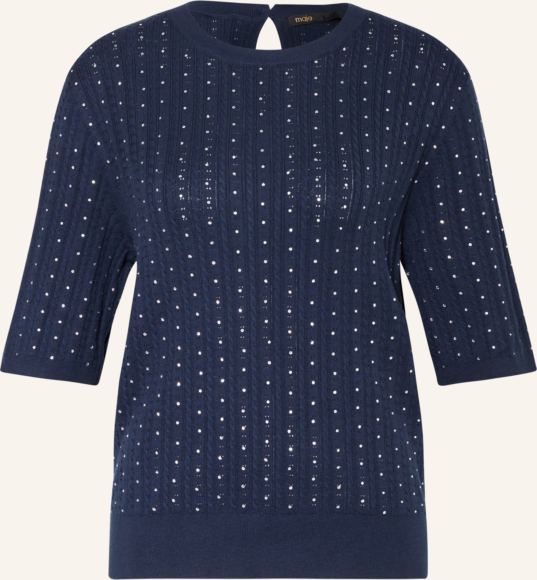 Maje Strickshirt Mit Schmucksteinen blau
