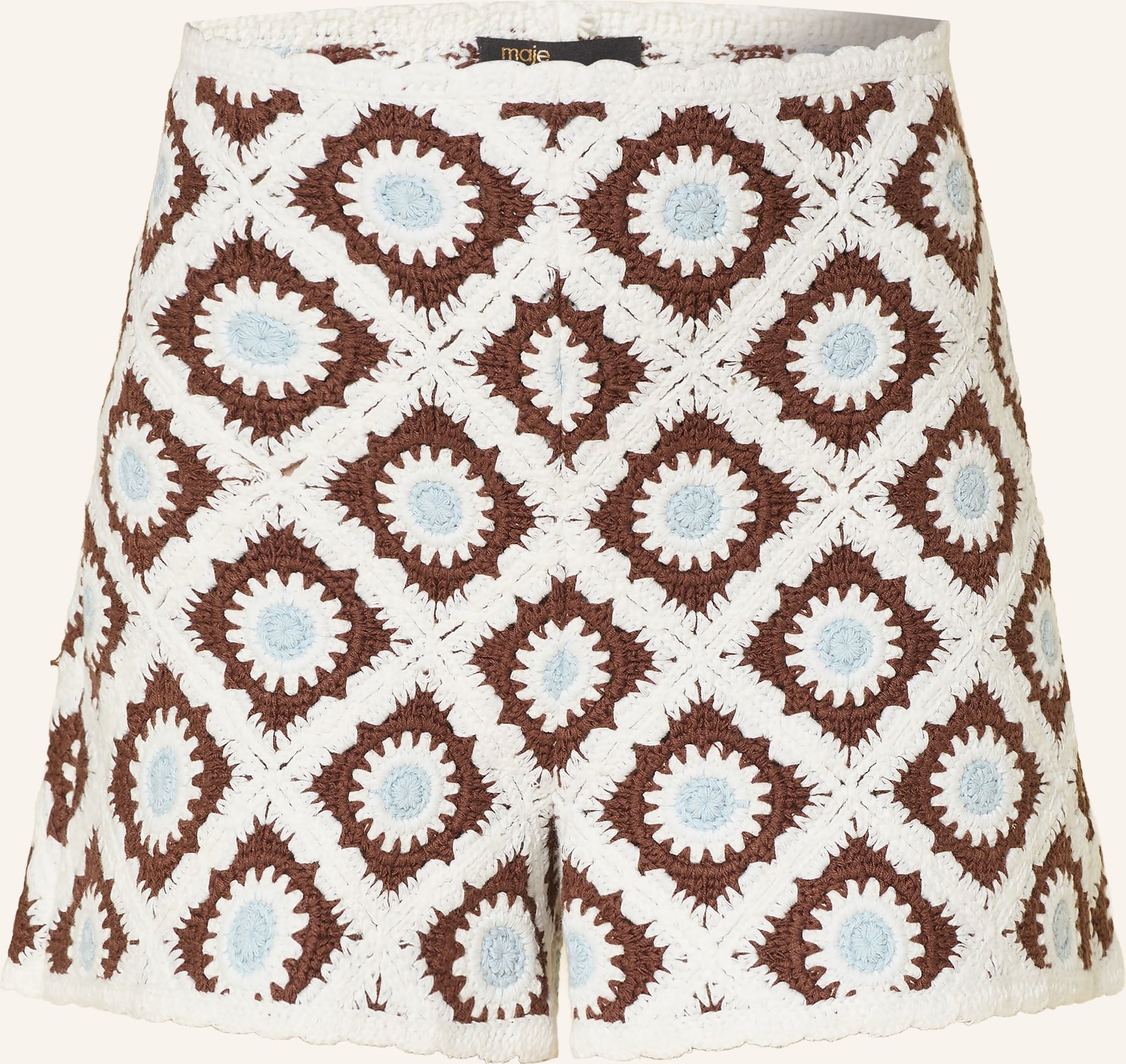 Maje Häkelshorts braun