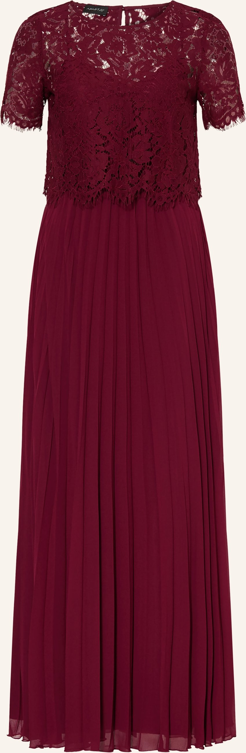 Apart Set: Abendkleid Und Blusenshirt Aus Spitze rot