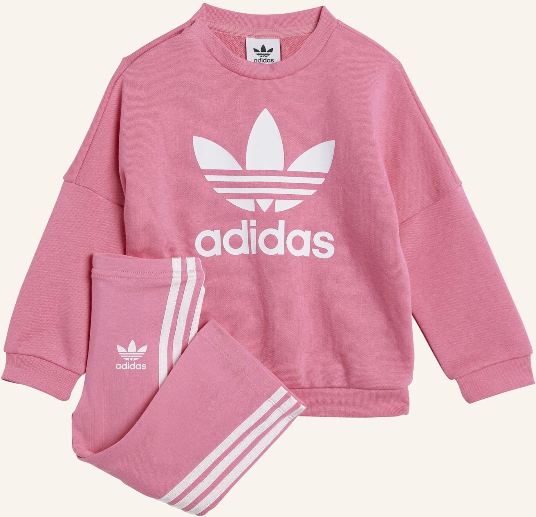 Thumbnail - Adidas Originals Set Locker Sitzendes Crew-Oberteil Und Ausgestellte Leggings pink