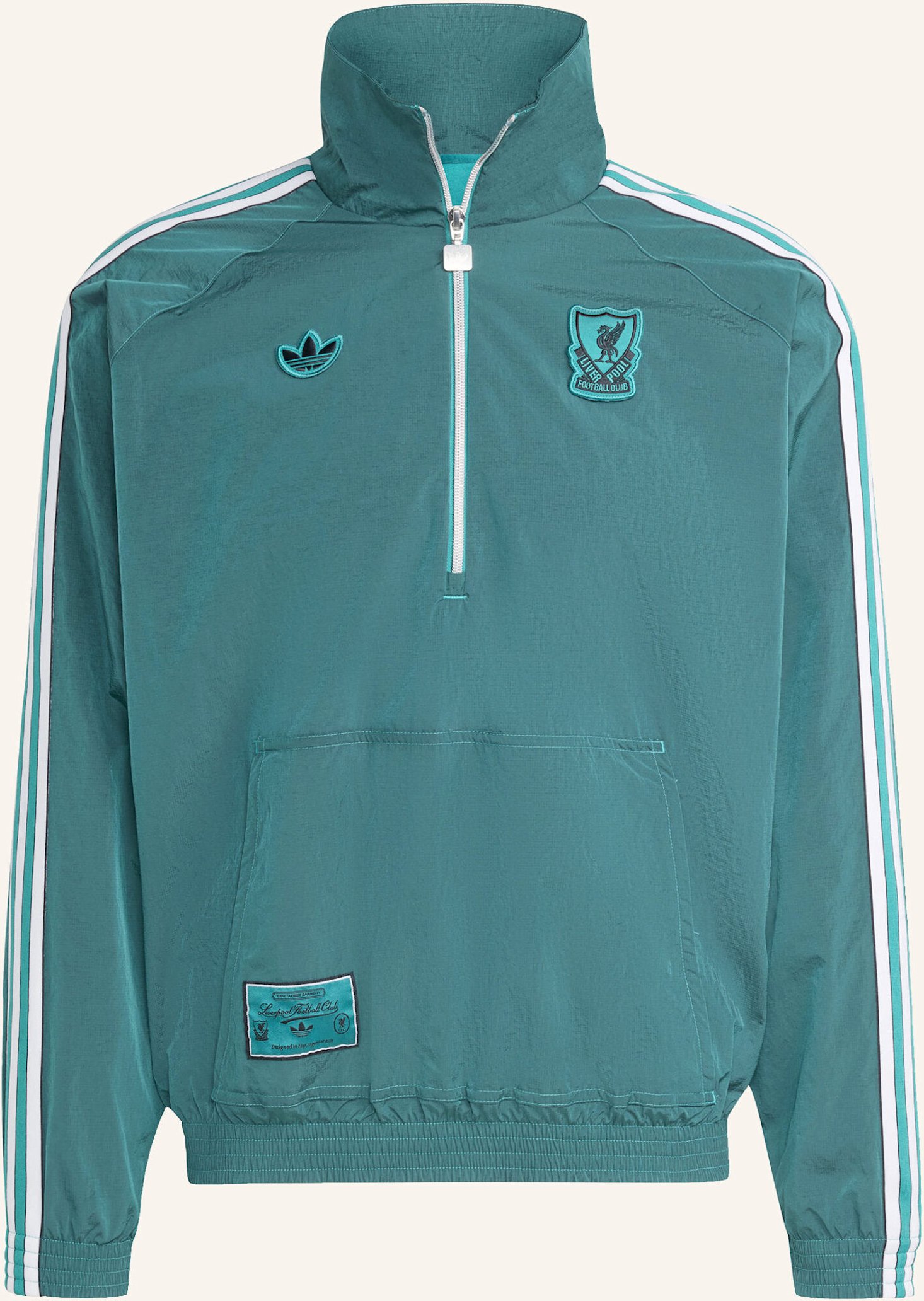 Thumbnail - Adidas Originals Fc Liverpool Terrace Icons Jacke Mit Reissverschluss Bis Zur Brust gruen