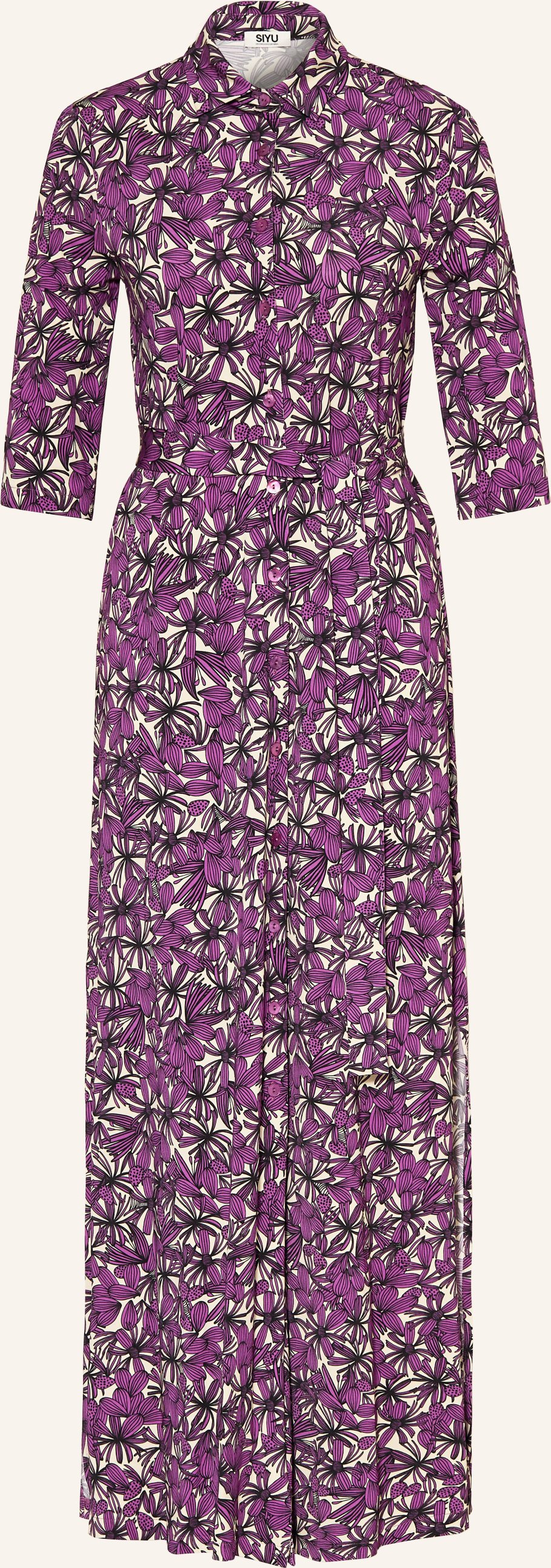 Siyu Hemdblusenkleid Mit 3/4-Arm lila