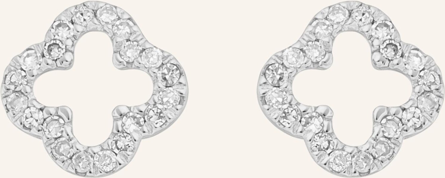 Leaf Ohrstecker Clover 18 Karat Weißgold Mit Diamanten silber