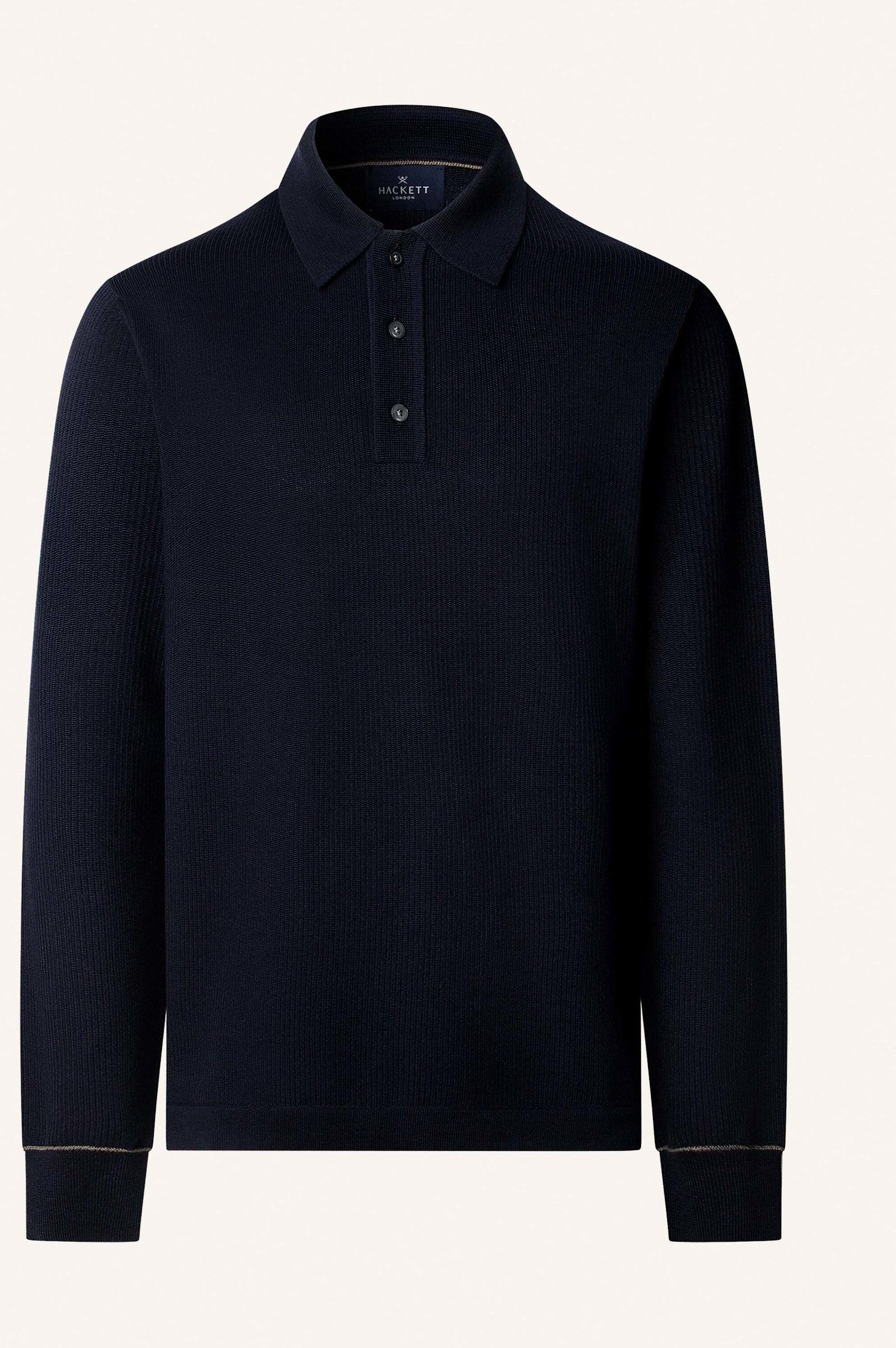 Hackett London Poloshirt Textured Knit Ls Polo blau