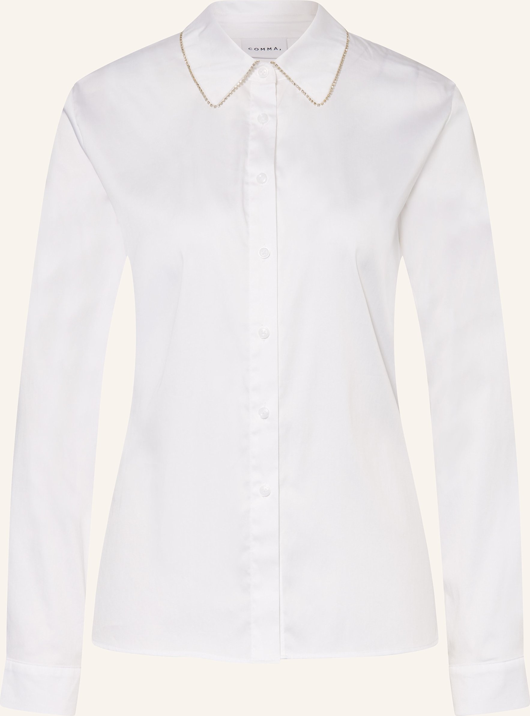 Comma Hemdbluse Mit Schmucksteinen weiss