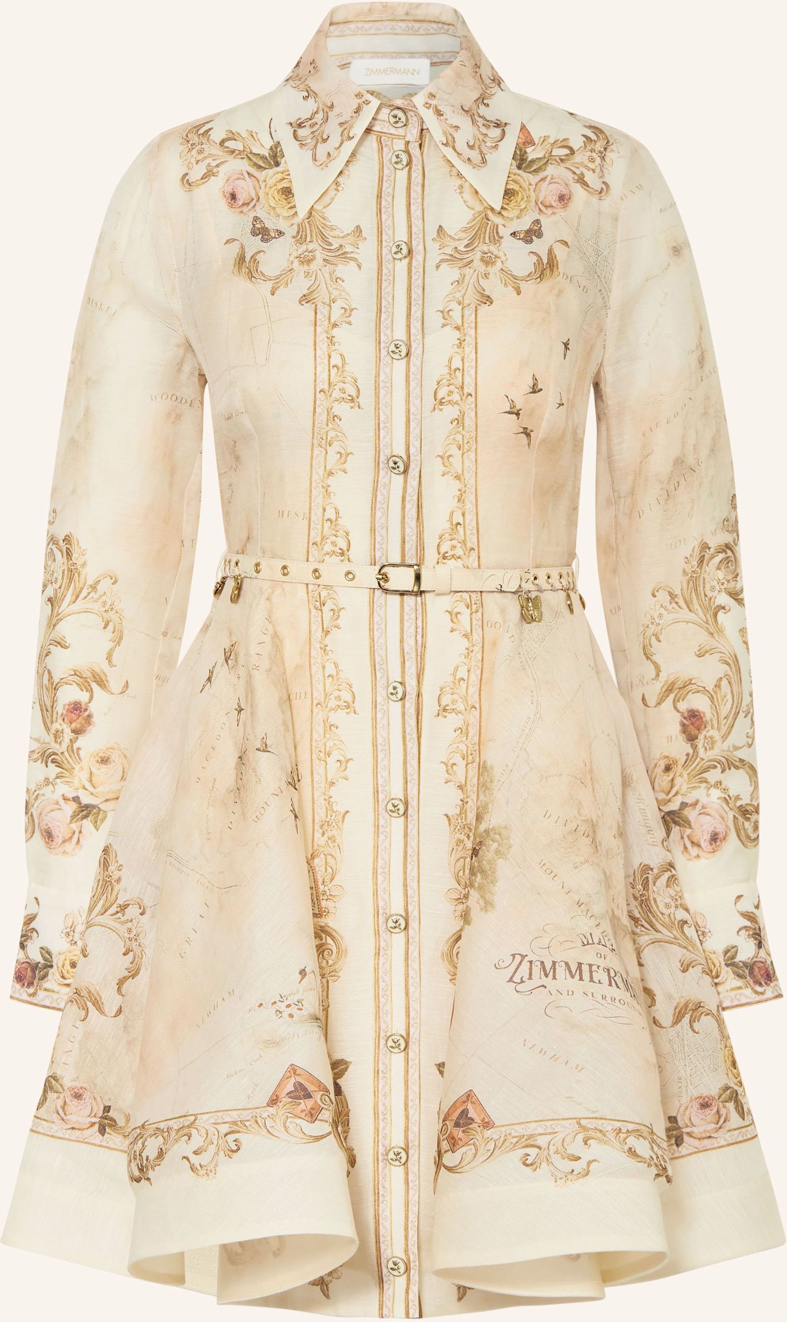 Zimmermann Cocktailkleid Mit Seide Und Leinen beige