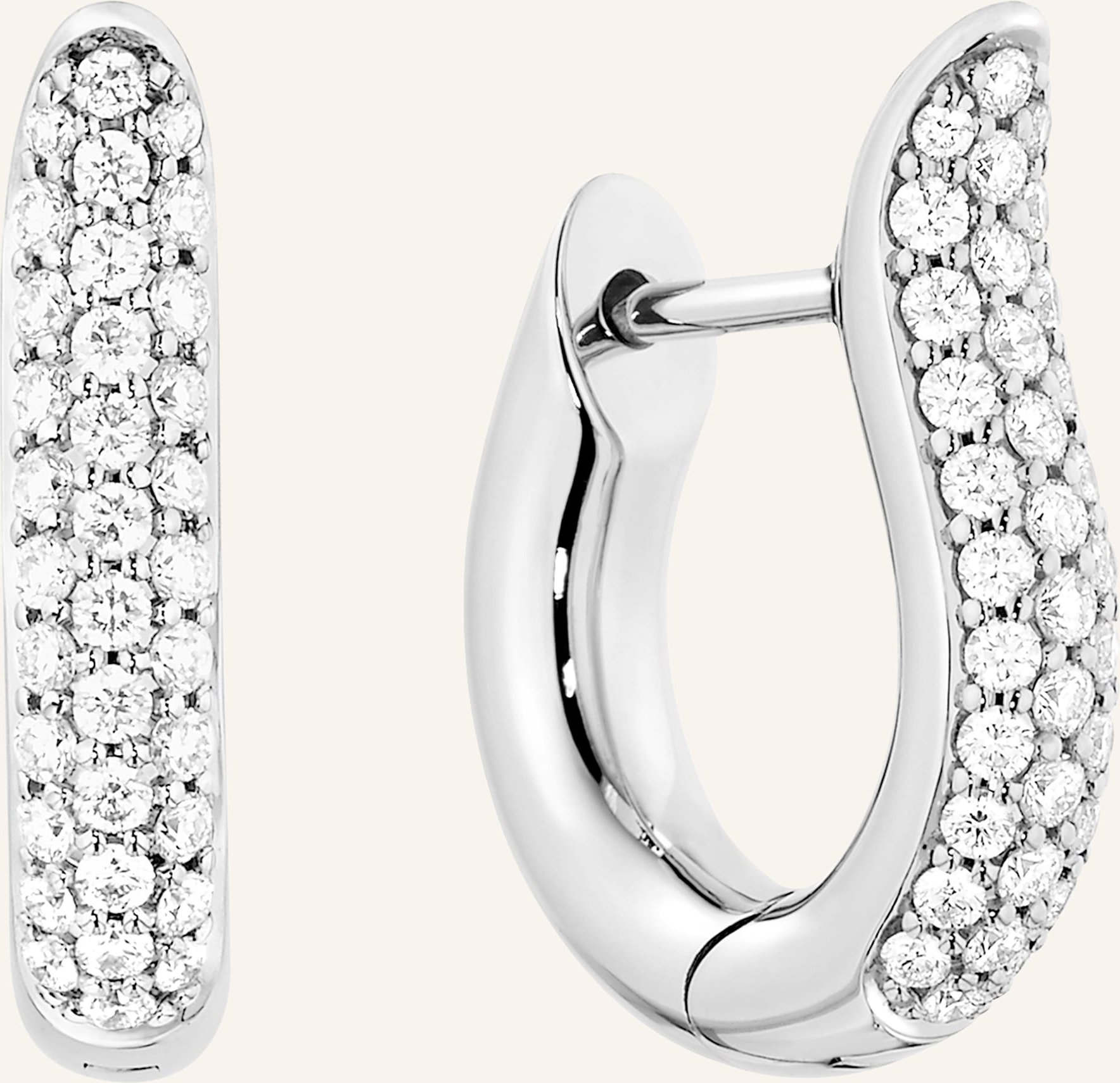 Tamara Comolli Ohrstecker Signature Ohrstecker Hoop Small Diamond Pavé 18k Weißgold silber