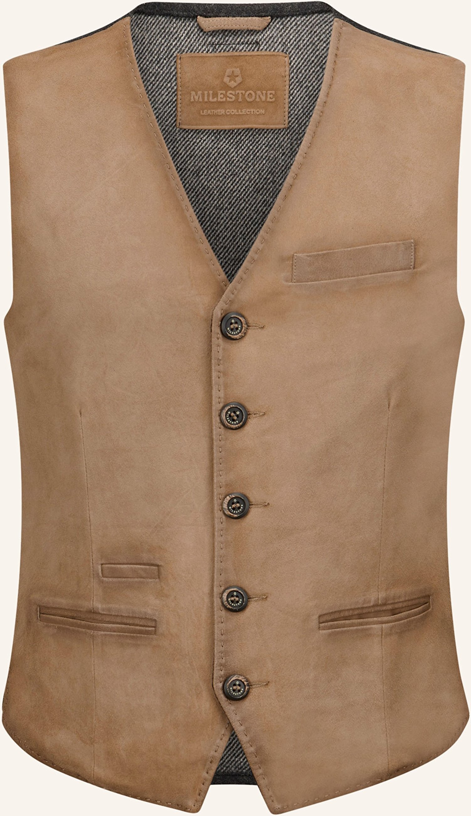 Milestone Lederweste Msrenzo grau