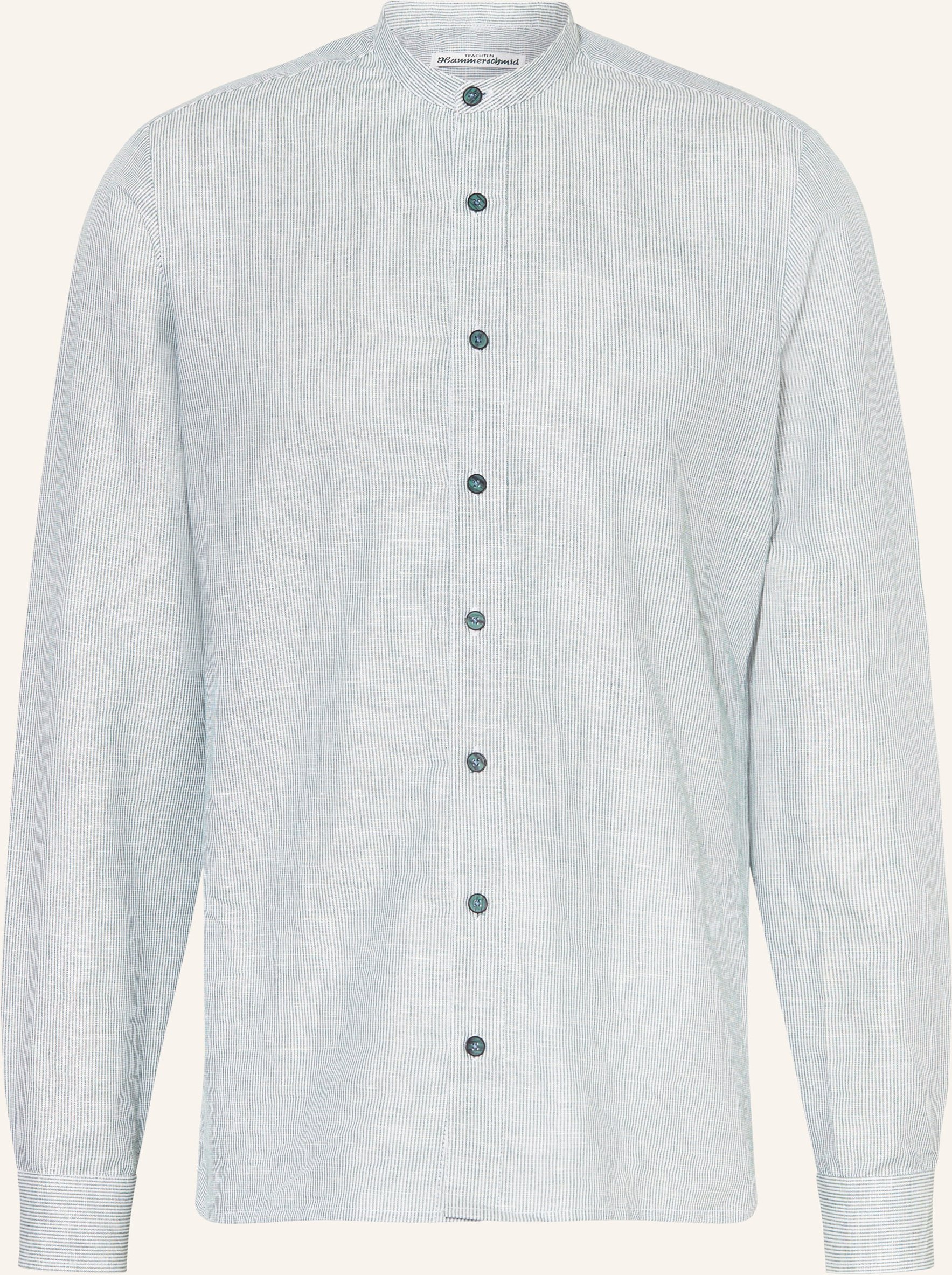 Hammerschmid Trachtenhemd Slim Fit Mit Stehkragen Mit Leinen gruen