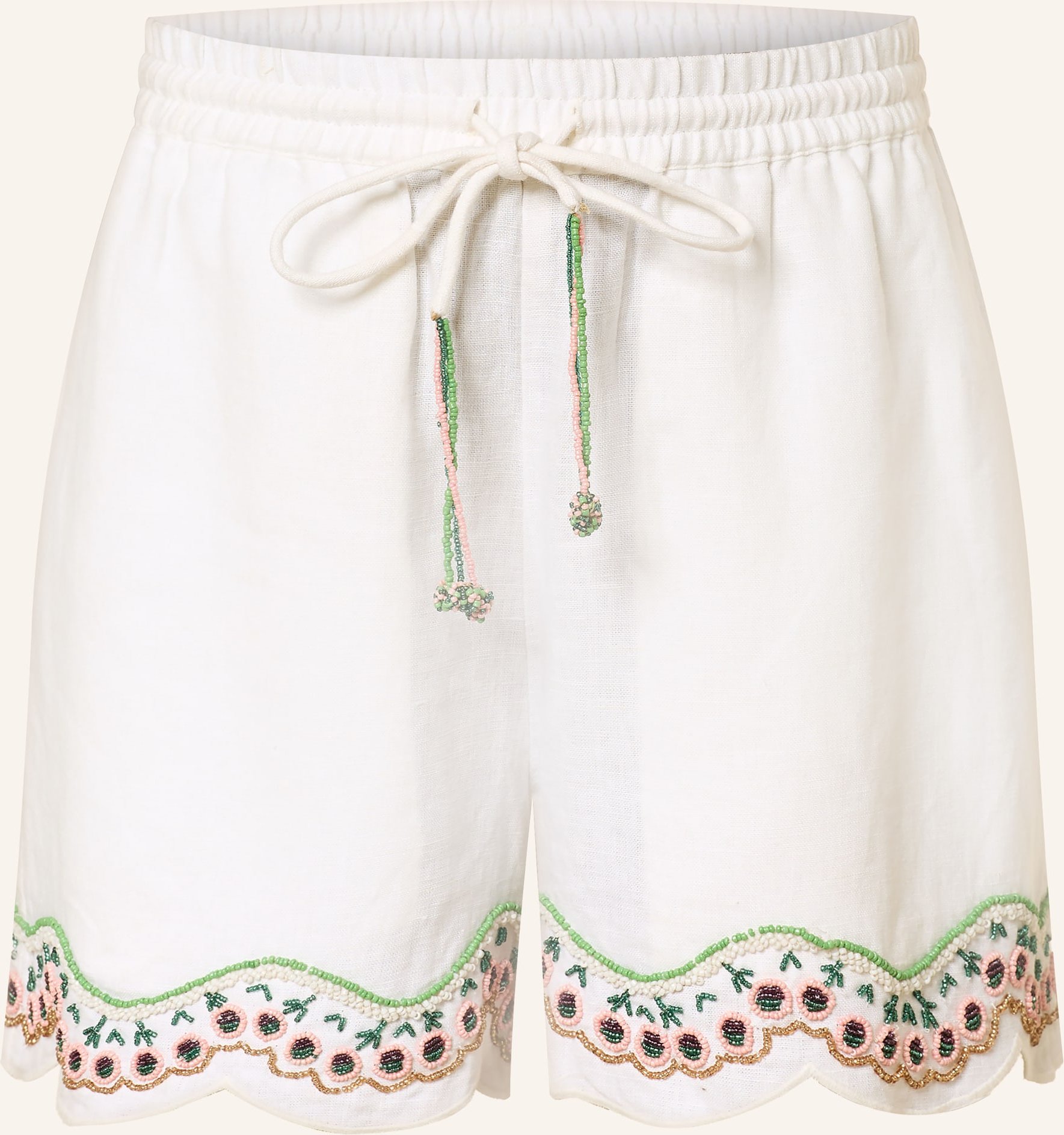 Ottod'ame Leinenshorts Mit Schmucksteinen weiss