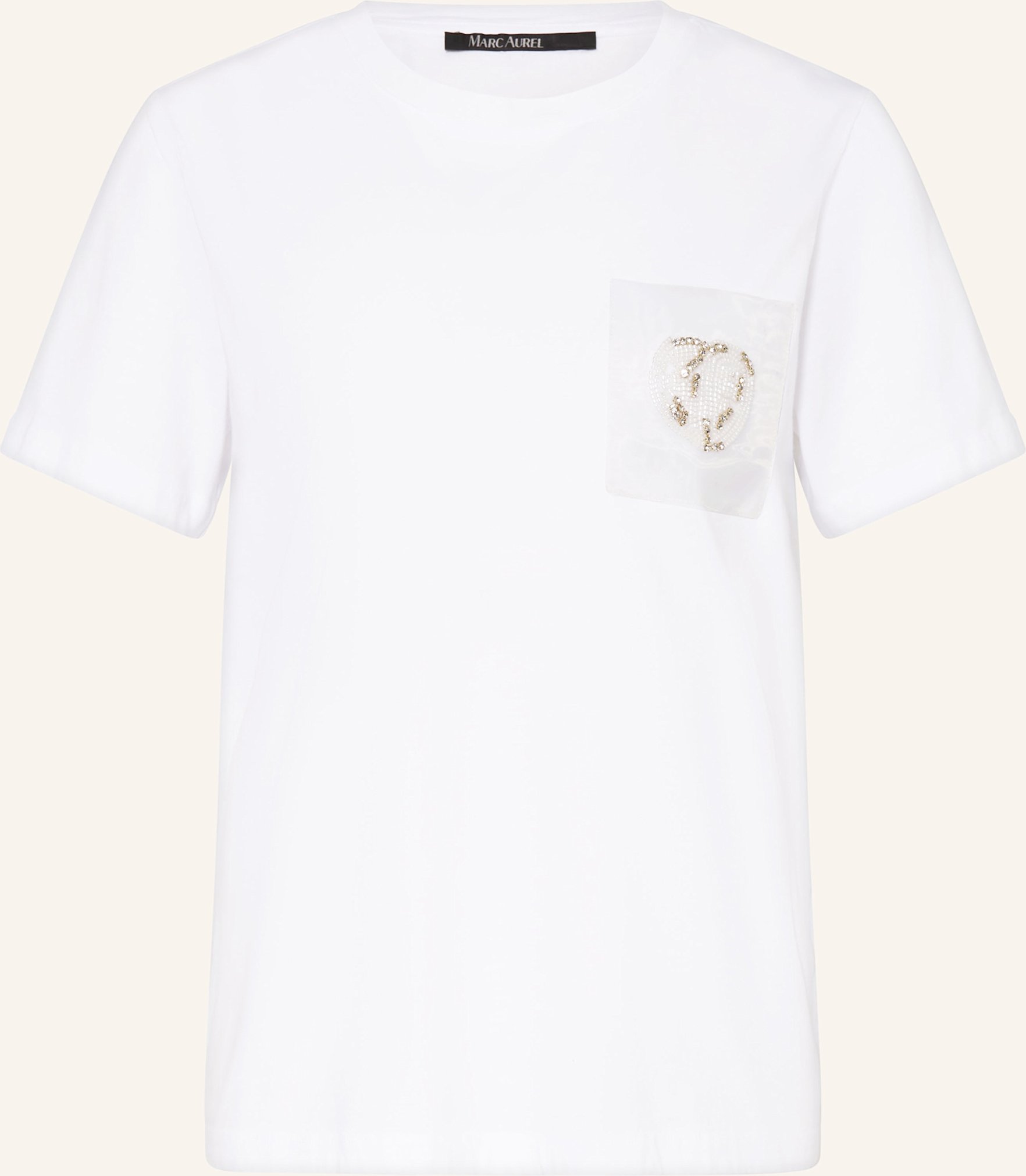 Marc Aurel T-Shirt Mit Schmuckperlen weiss