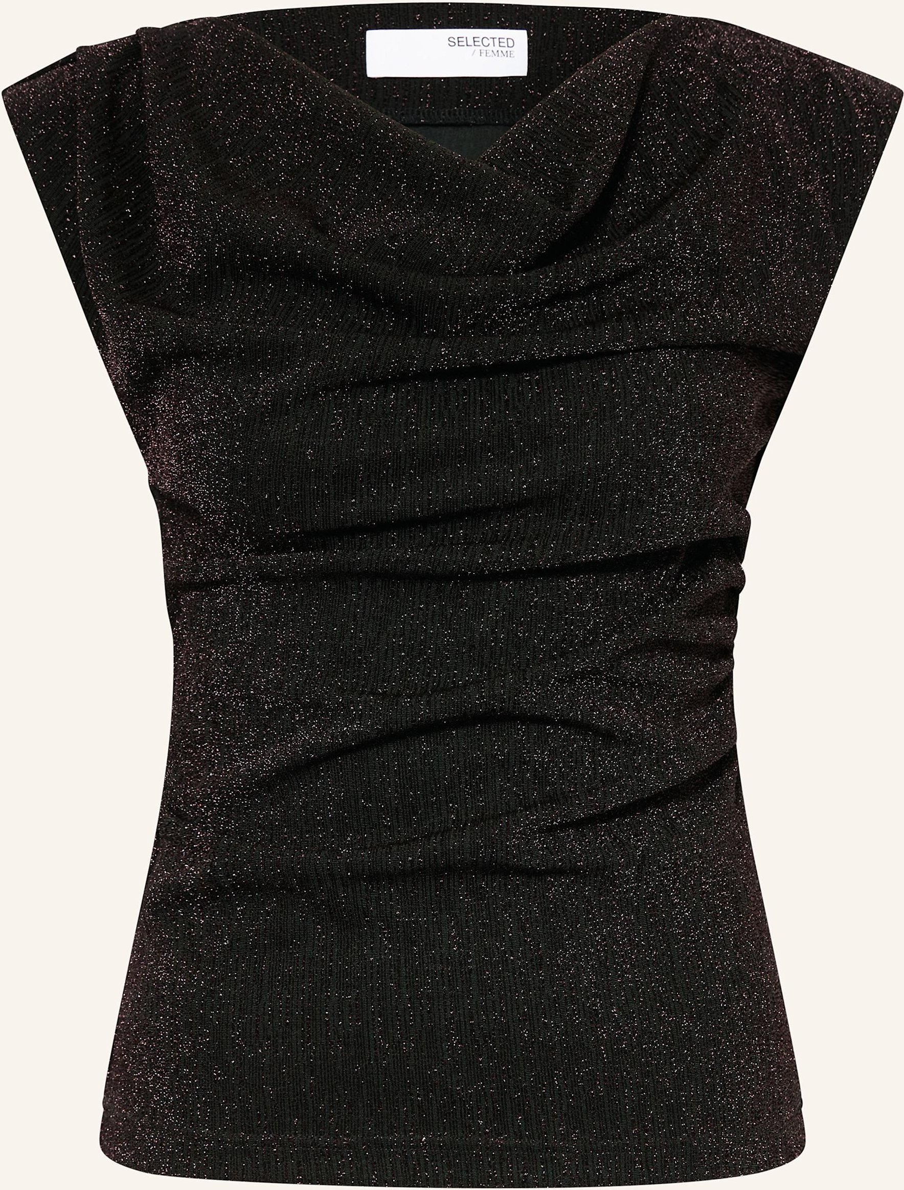 Selected Femme Top Mit Glitzergarn braun