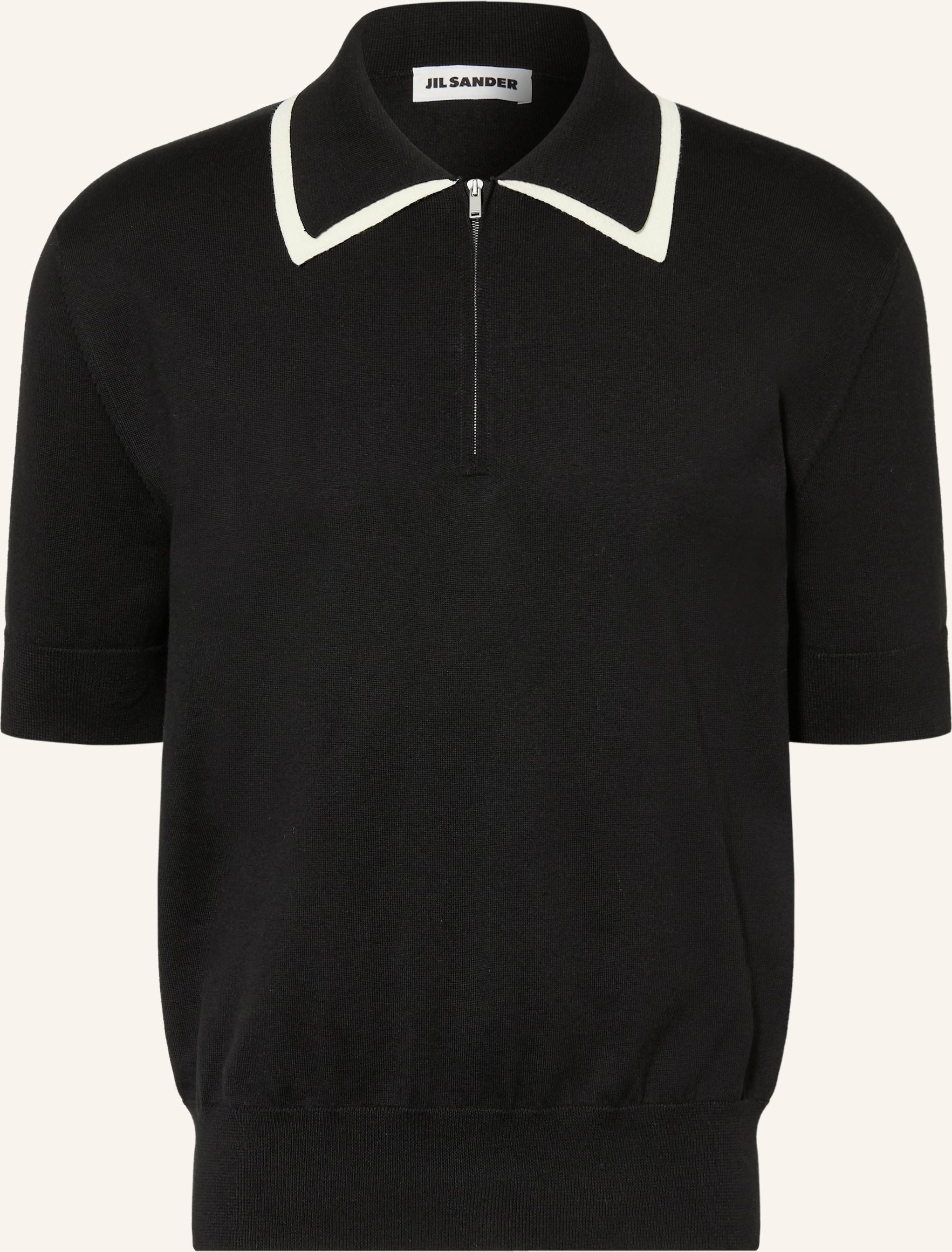 Jil Sander Strick-Poloshirt schwarz