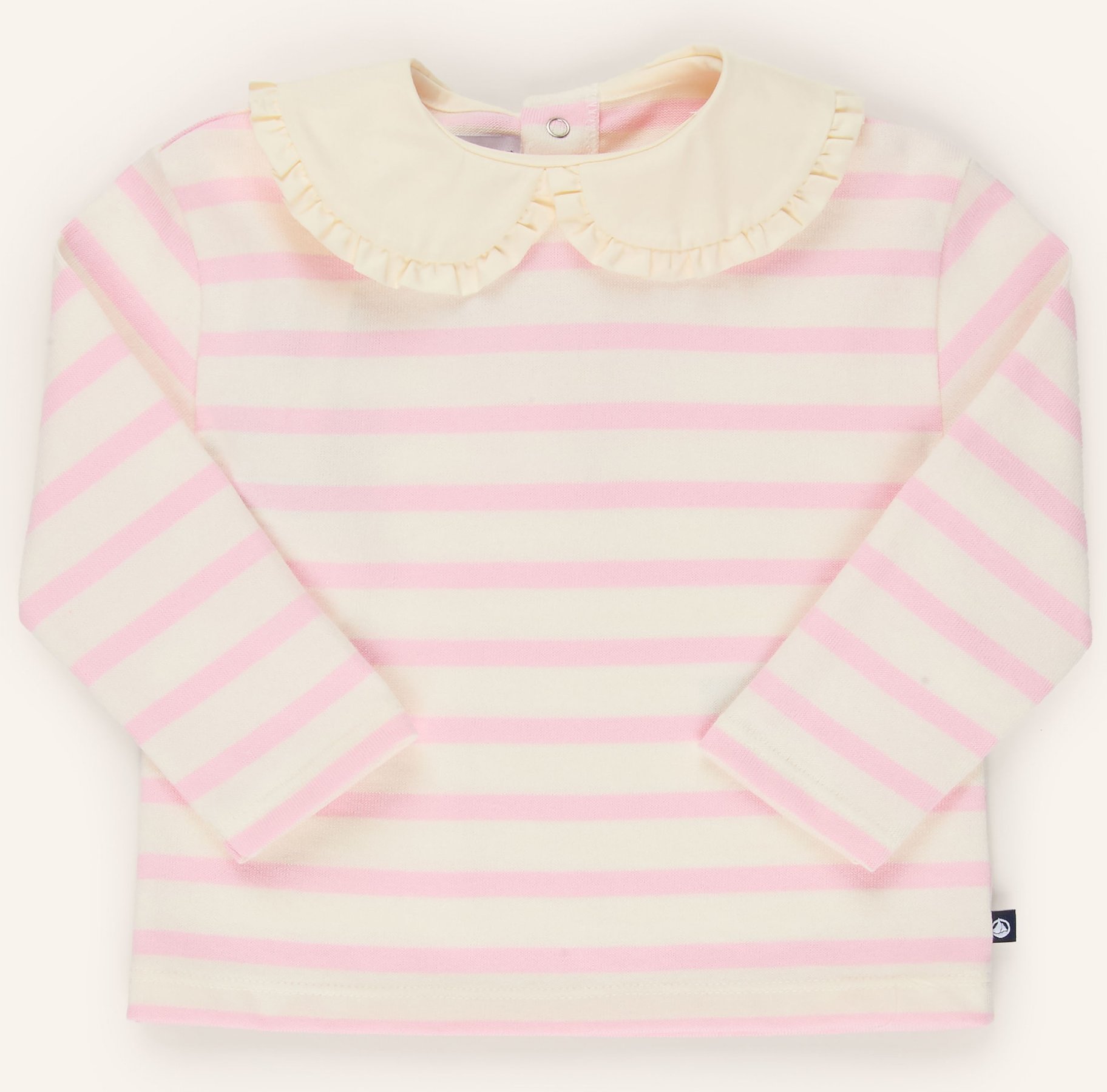 Petit Bateau Longsleeve Mariniere Mit Rüschen weiss