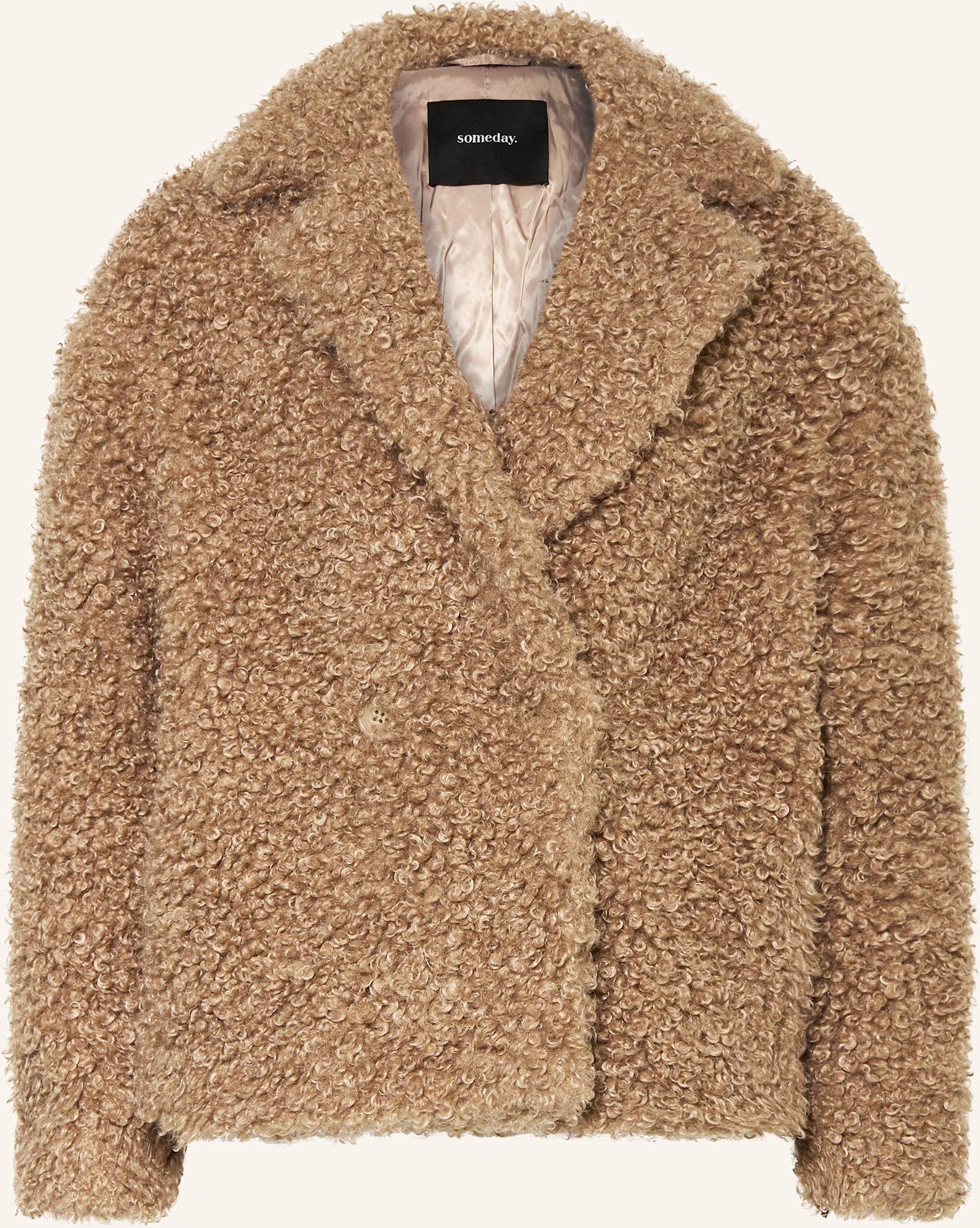 Thumbnail - Someday Teddyfell-Jacke Vantelo beige
