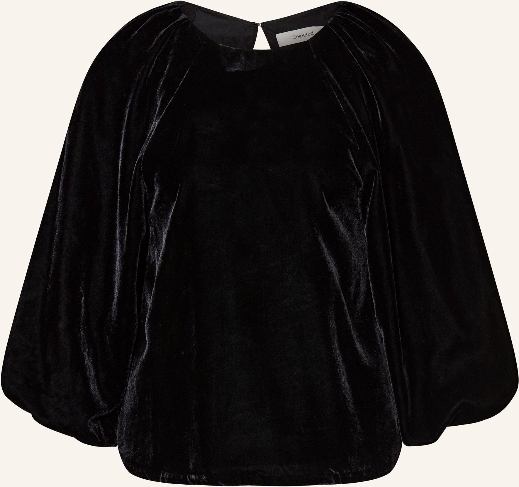 Selected Femme Blusentop Aus Samt Mit 3/4-Arm schwarz