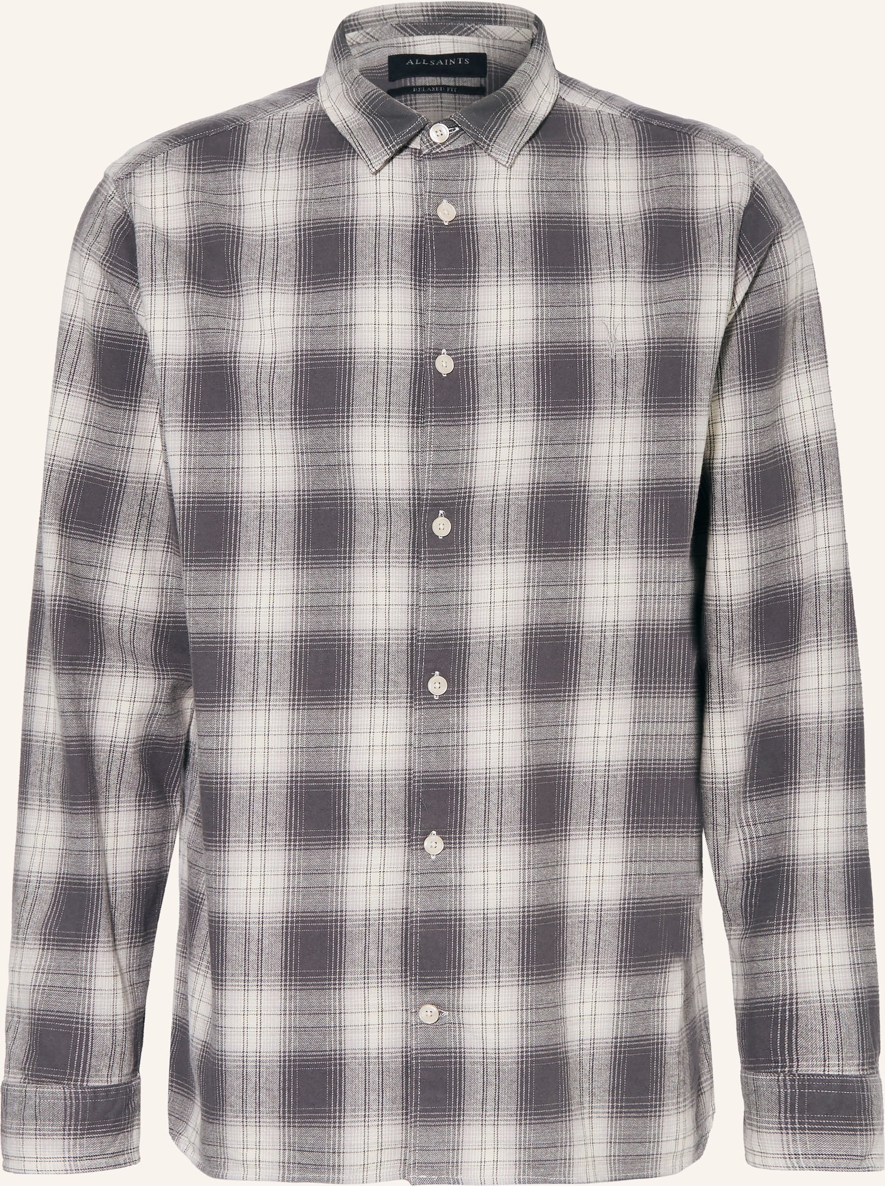 Allsaints Flanellhemd Kelby Relaxed Fit grau