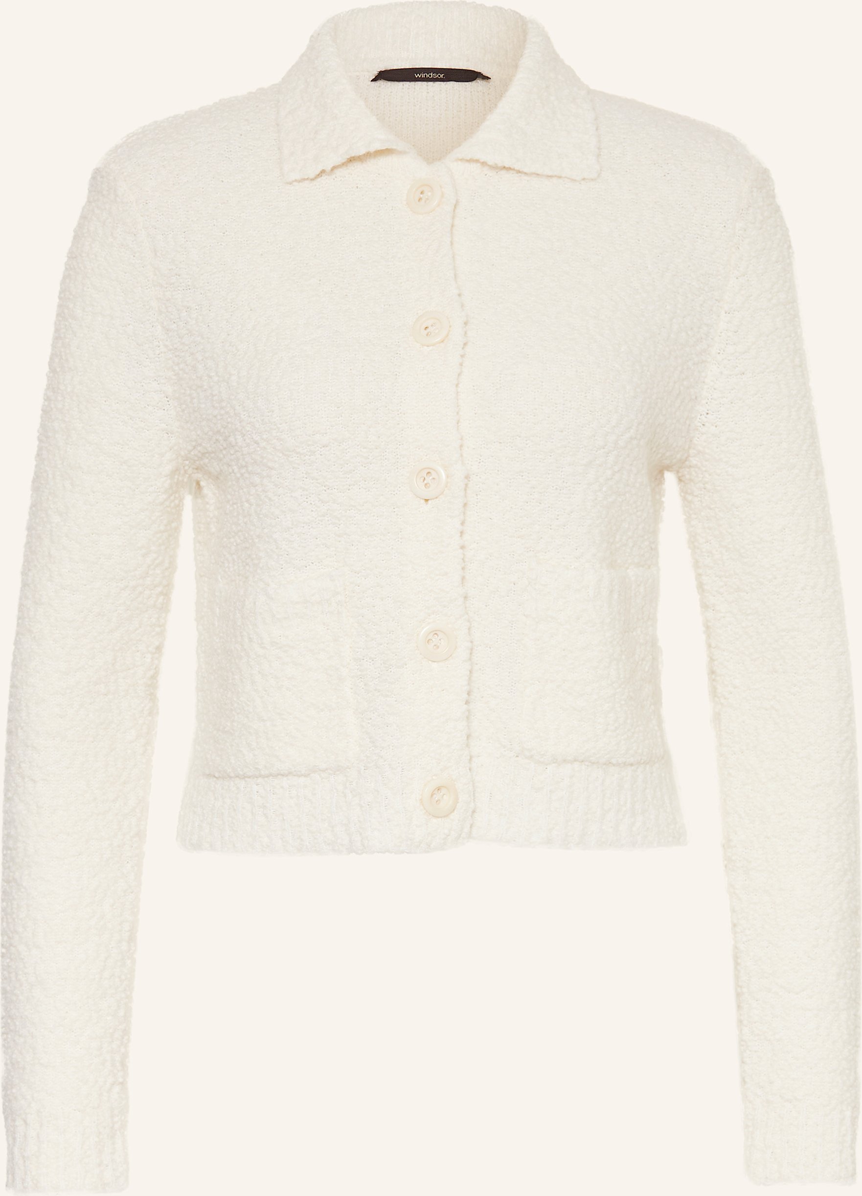 Thumbnail - Windsor. Strickjacke Aus Bouclé weiss