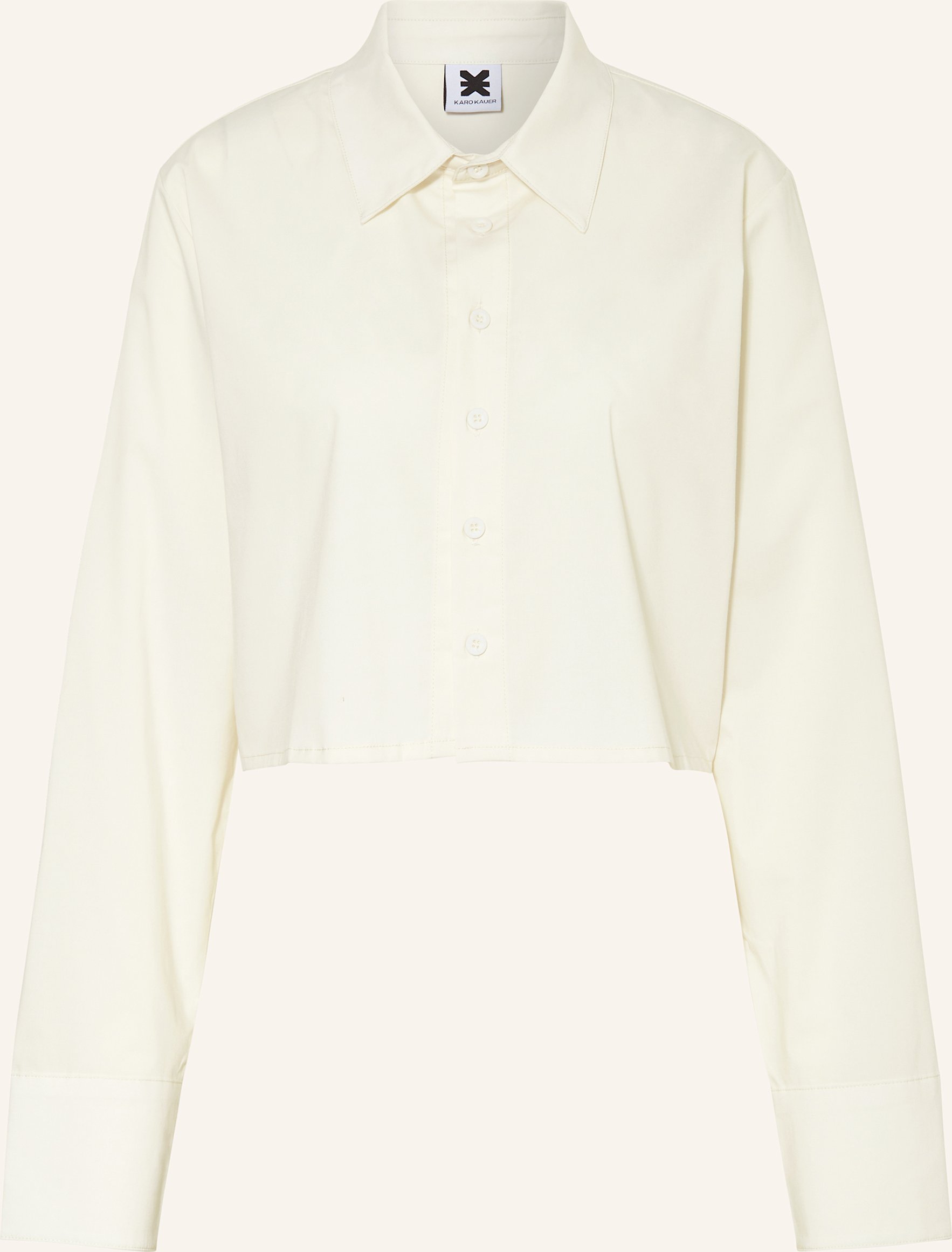 Thumbnail - Karo Kauer Cropped-Hemdbluse beige