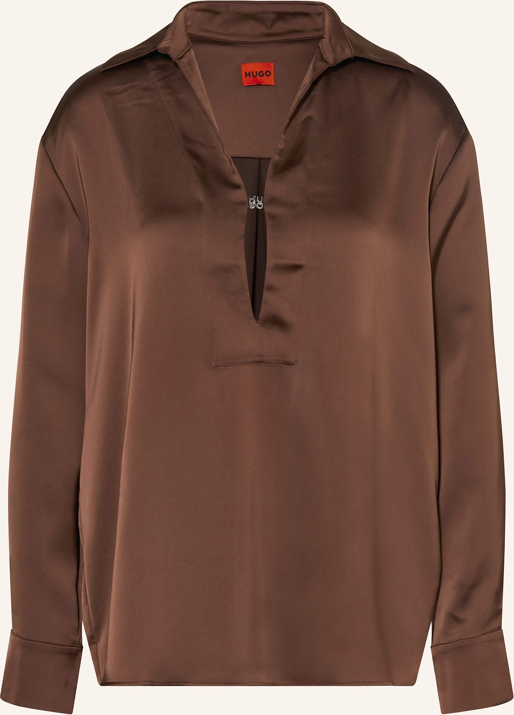Hugo Blusenshirt Cafera Aus Satin braun