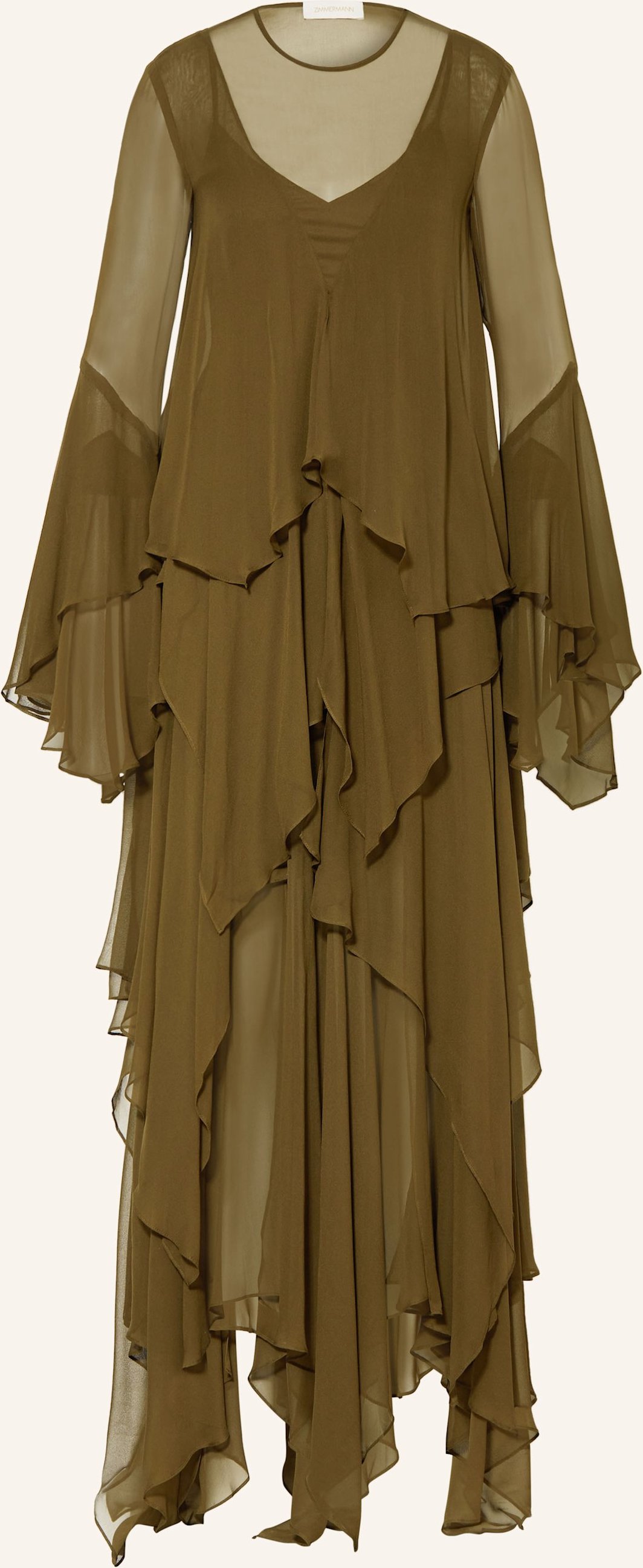 Zimmermann Seidenkleid Mit Rüschen gruen