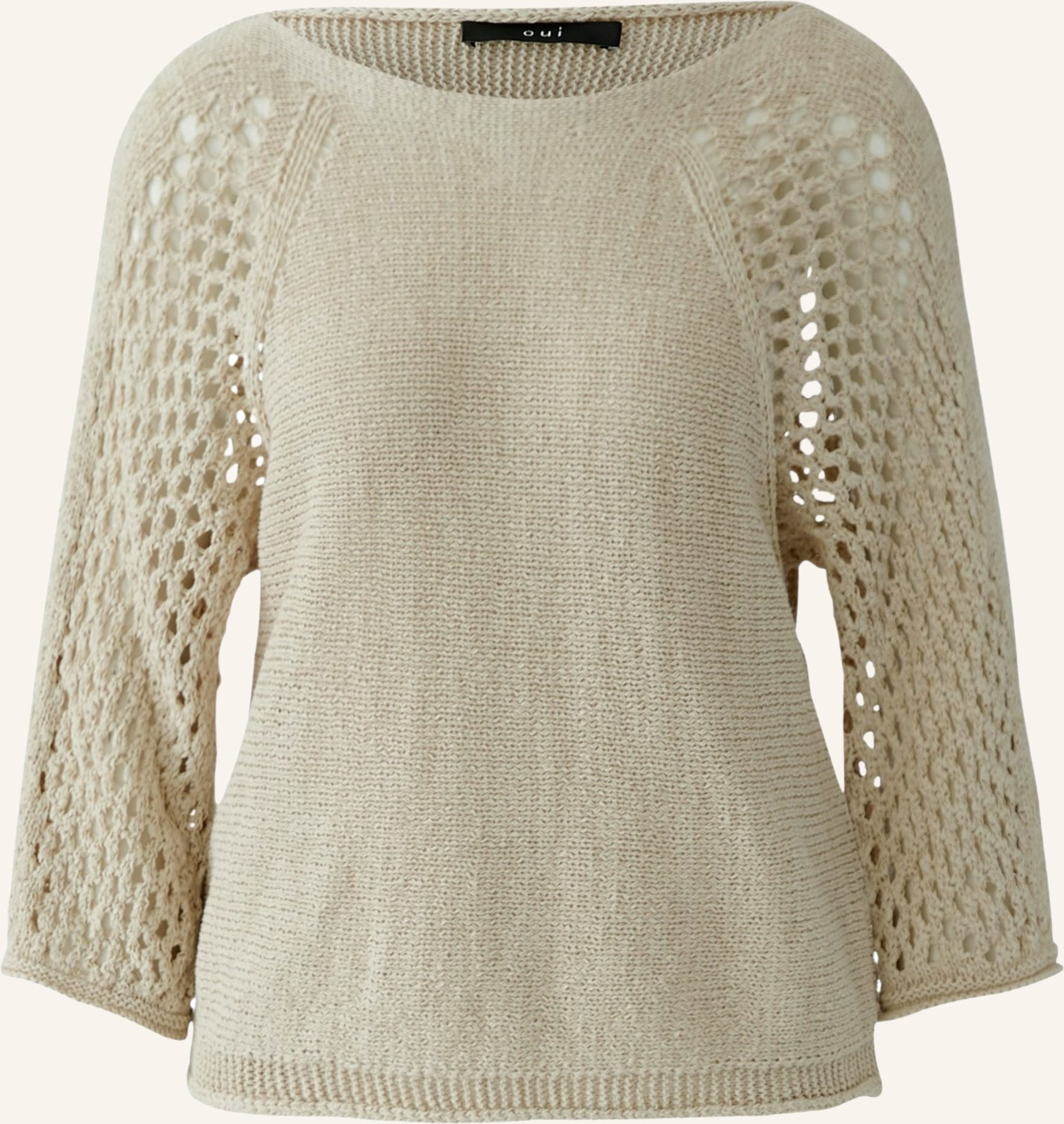 Oui Pullover Mit 3/4-Arm beige