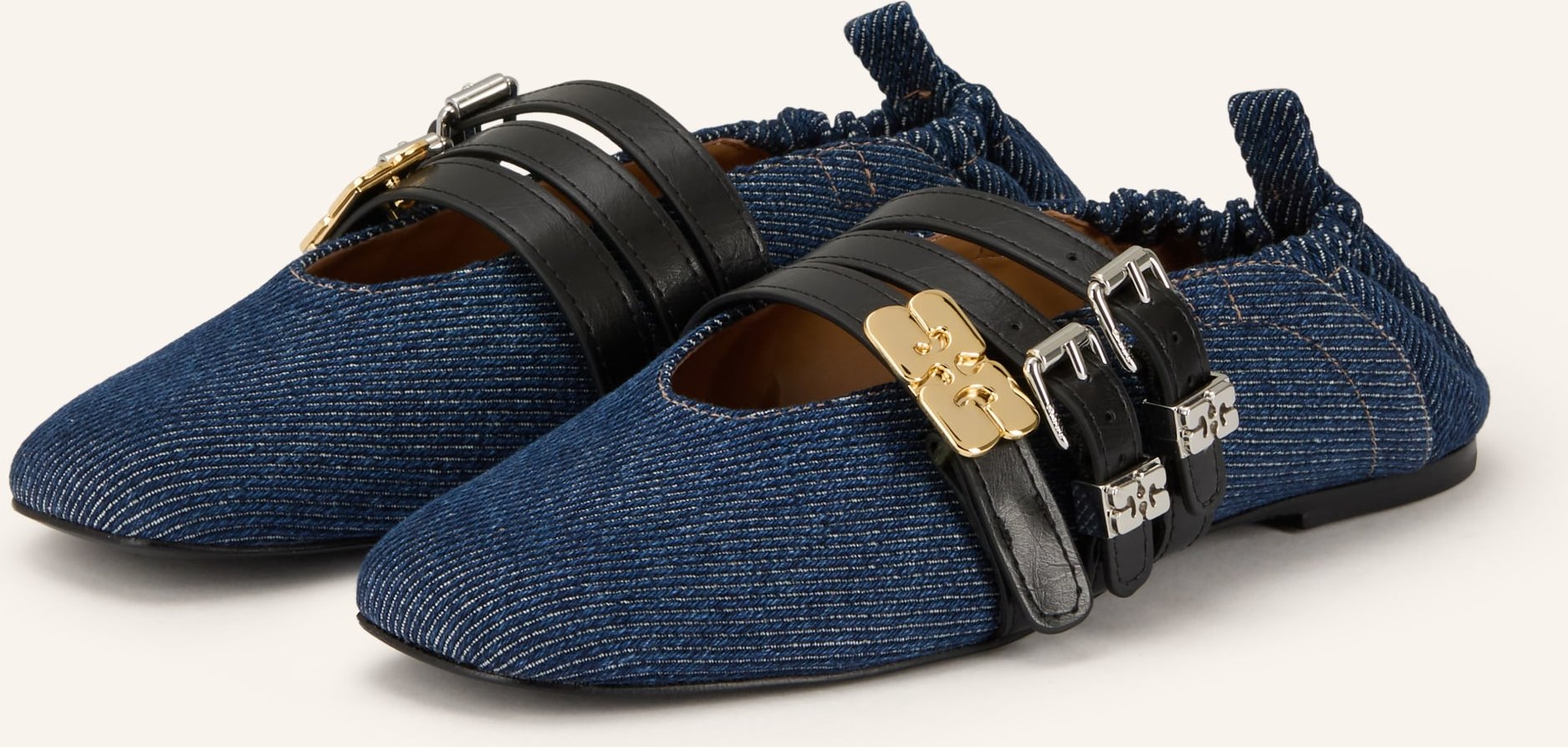 Ganni Mary-Jane-Ballerinas Sue blau