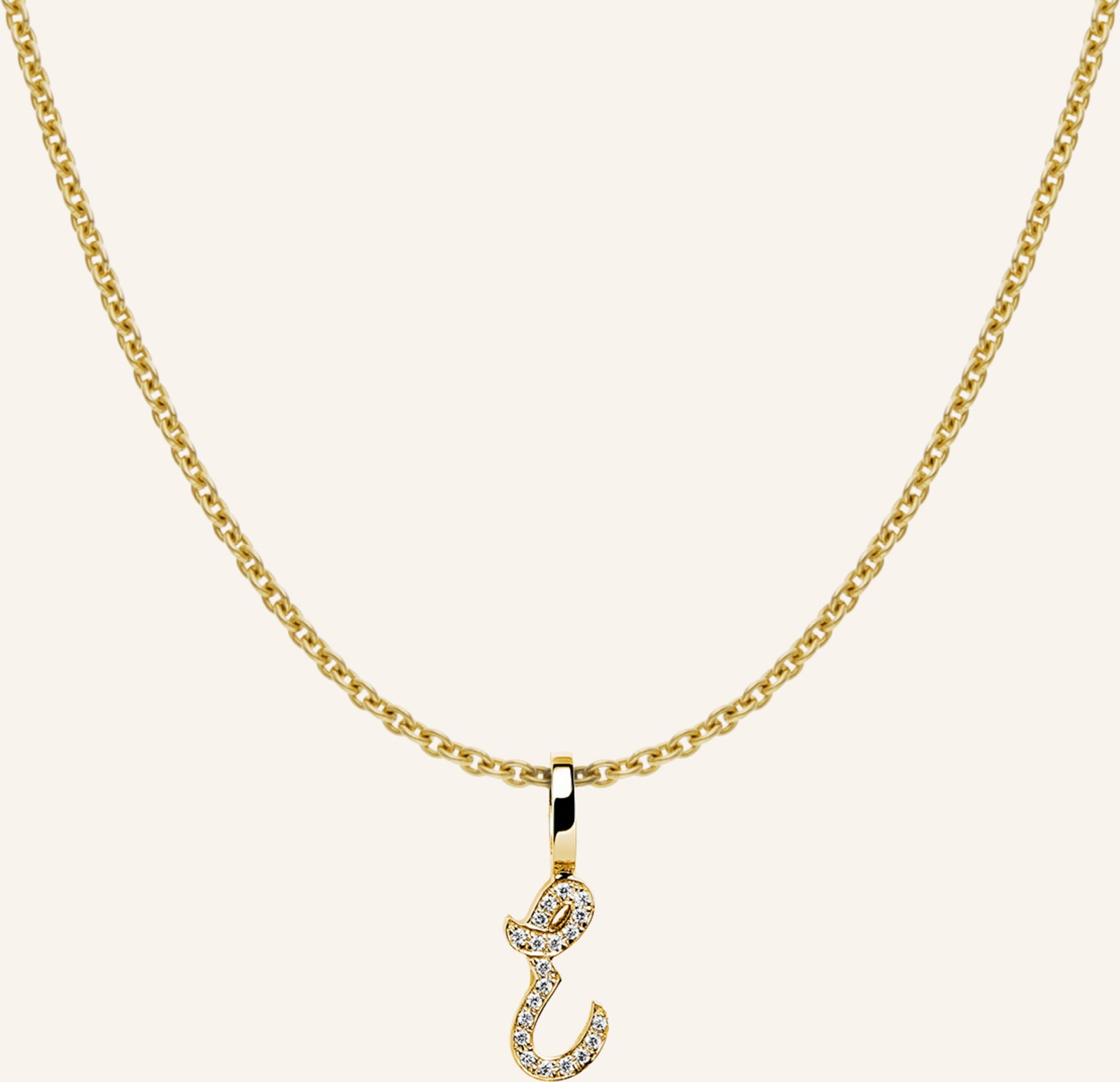 Cada Kette Tiny Diamond Letter E gold