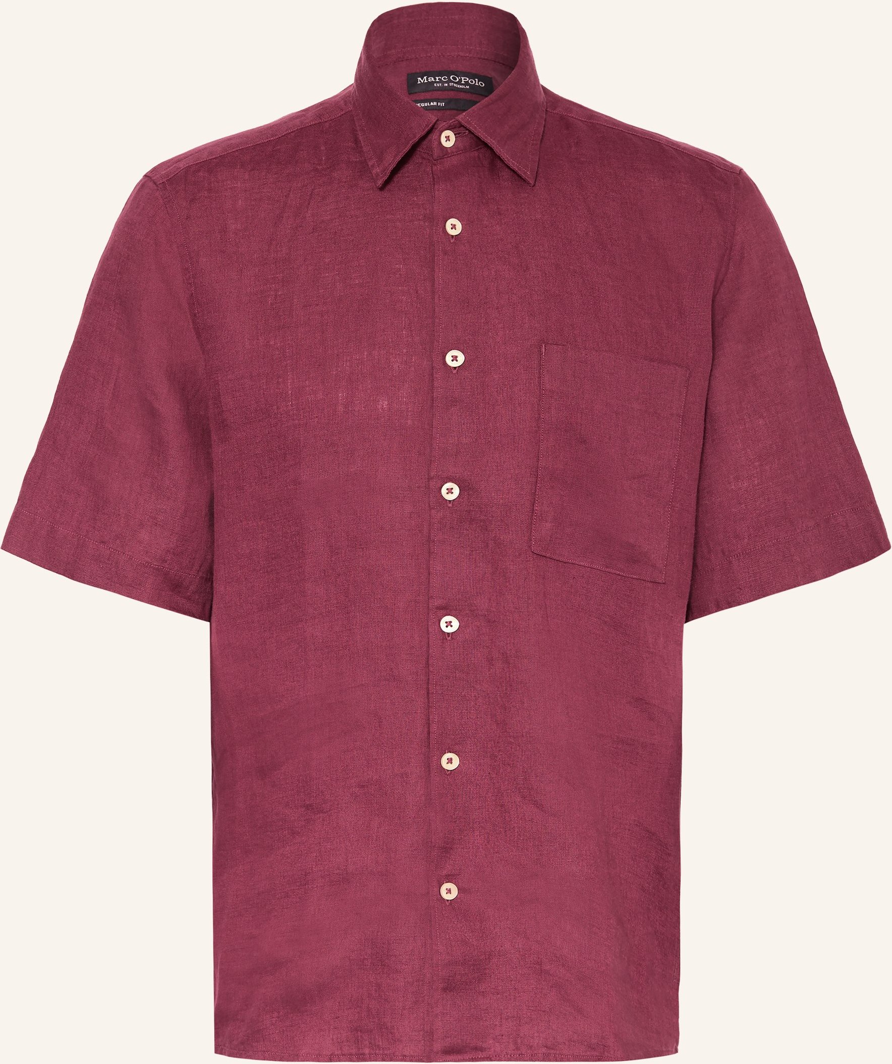 Marc O'polo Kurzarm-Hemd Regular Fit Aus Leinen rot