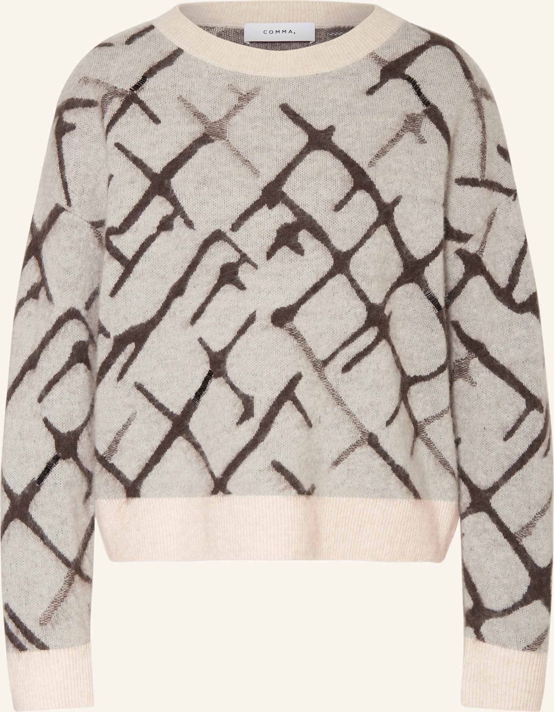 Comma Pullover Mit Schmucksteinen beige
