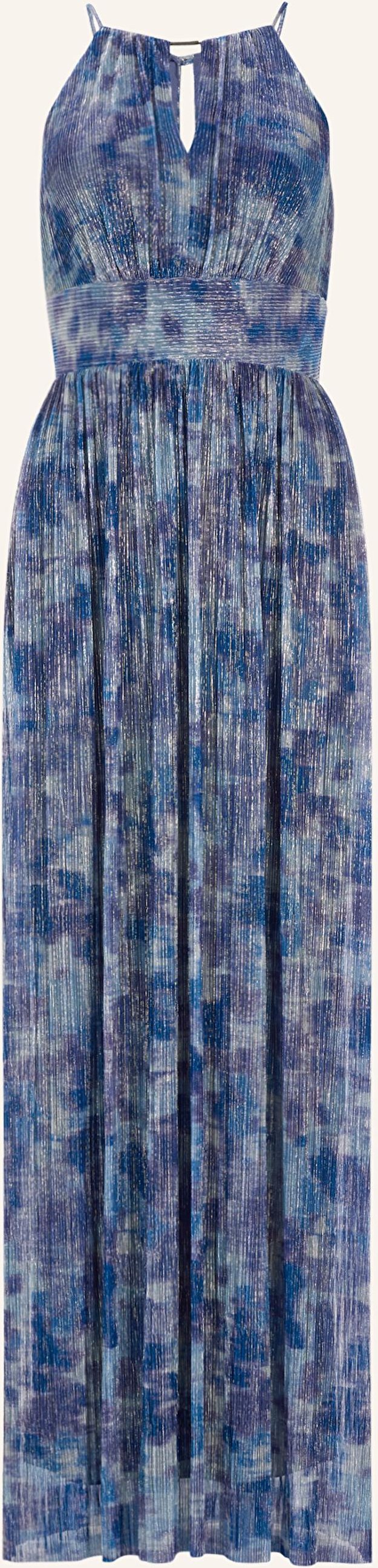 Swing Abendkleid Mit Glitzergarn Und Plissees blau