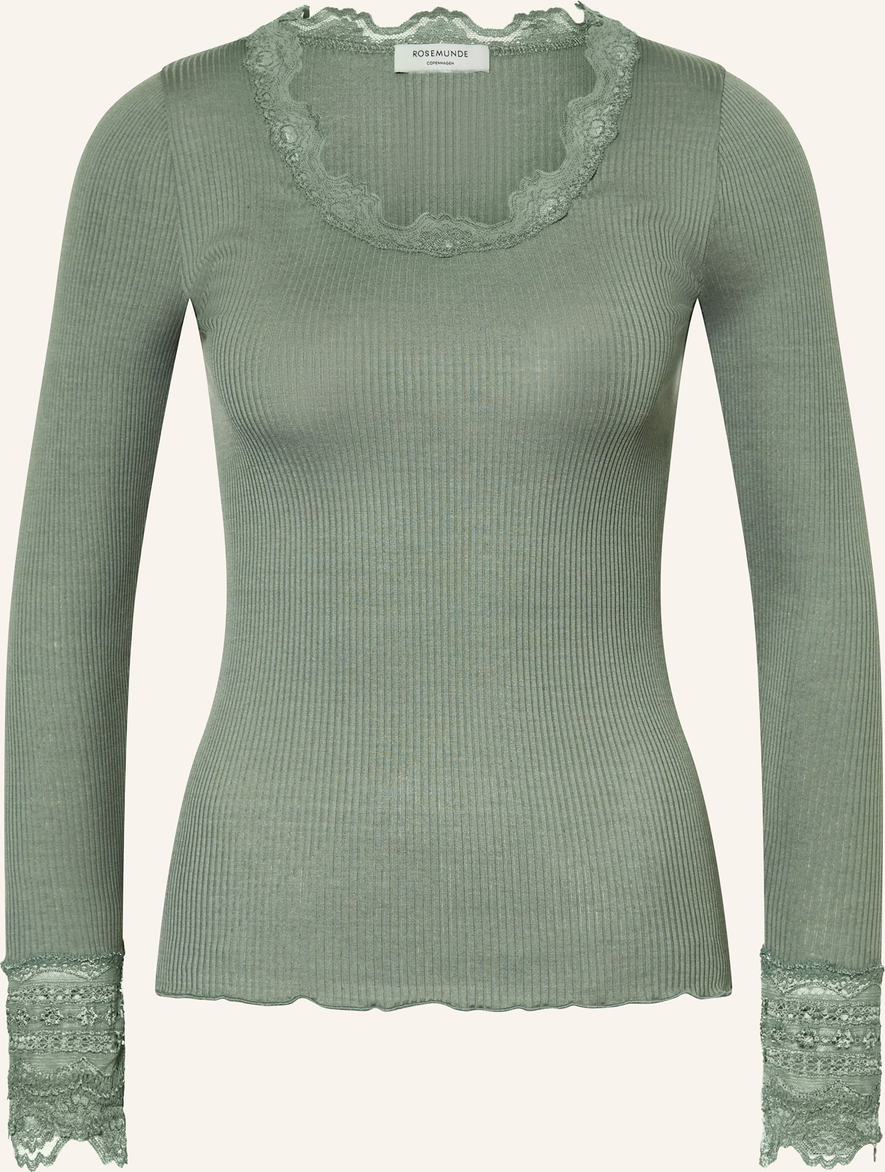 Rosemunde Longsleeve Benita Aus Seide Mit Spitze gruen