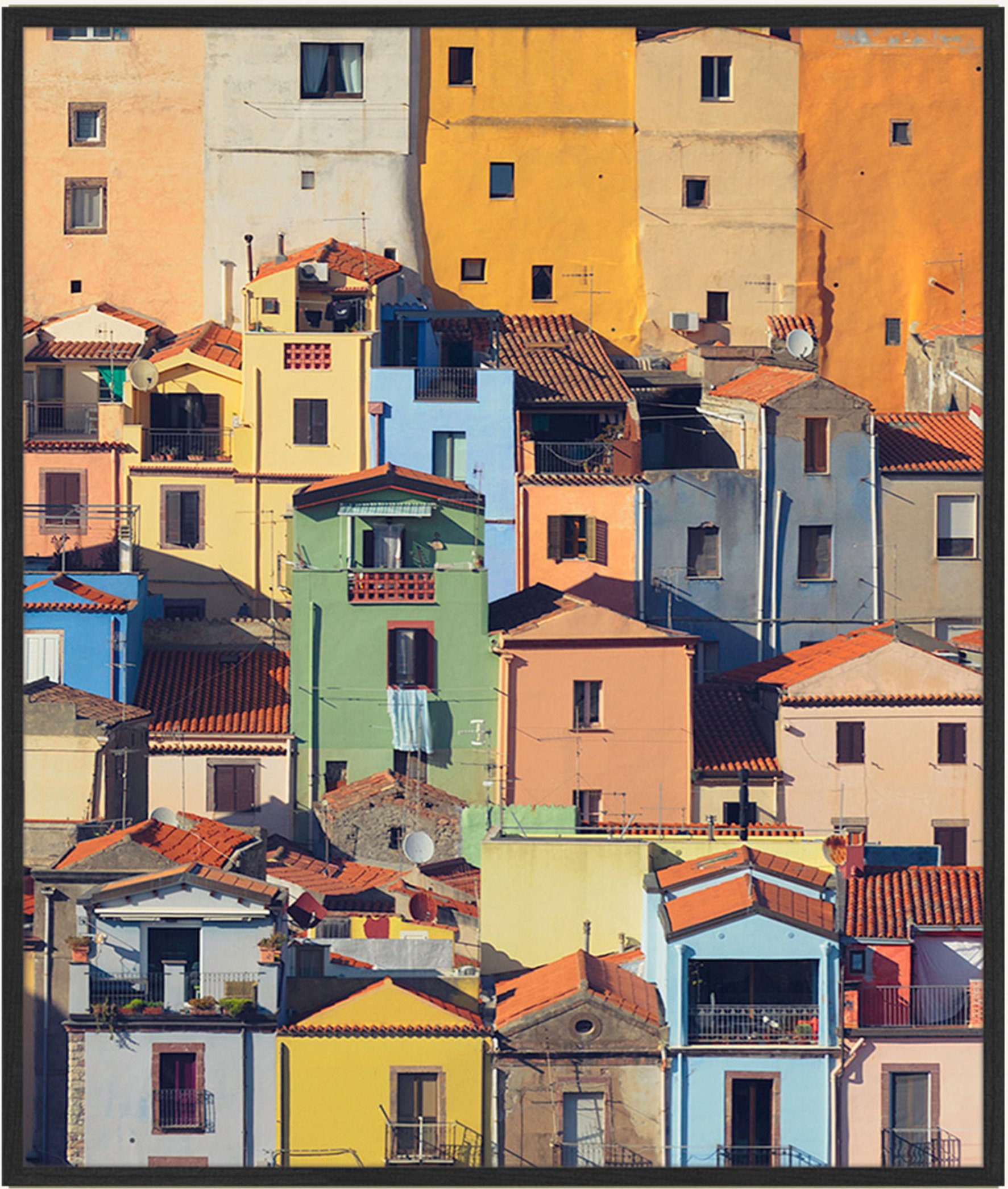 Any Image Wandbild Bosa, Sardinien Mit Rahmen schwarz